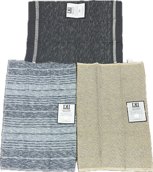 2X3FT RECYCLED WOVEN FIBER - INDOOR - REVERSIBLE ASST. CABANA AND MODERN EDGE STRIPED RUGS