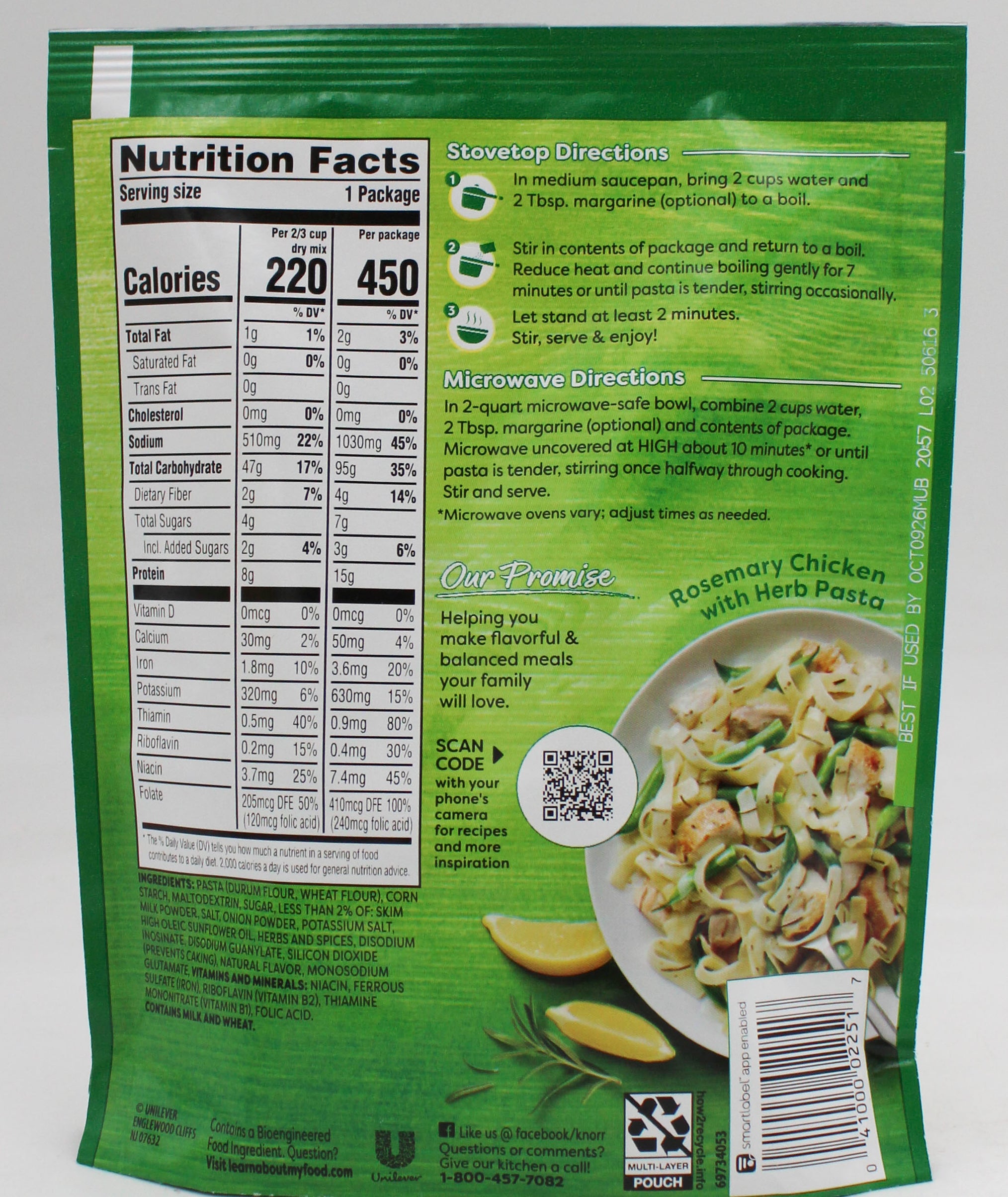 KNORR PASTA SIDES BUTTER & HERB 4.4oz EXP 10/9/26