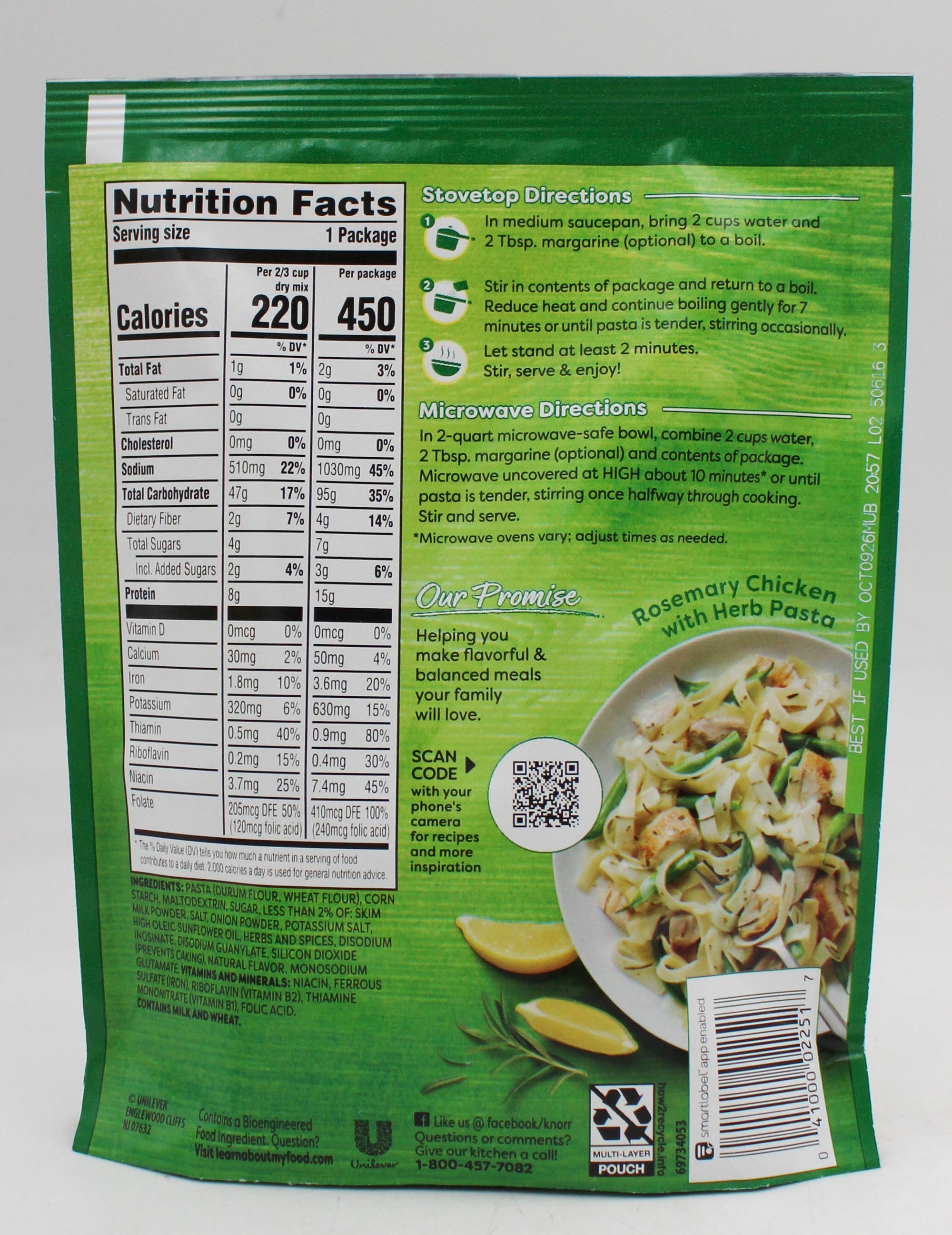 KNORR PASTA SIDES BUTTER & HERB 4.4oz EXP 10/9/26