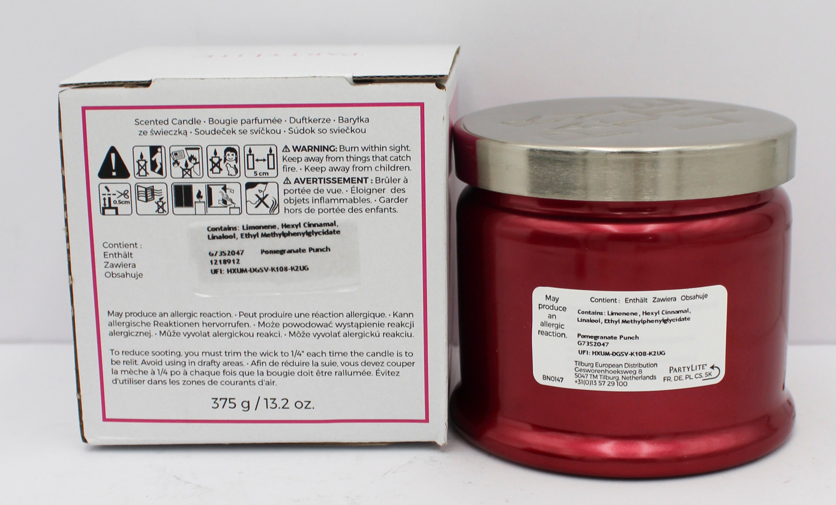 PARTYLITE POMEGRANATE PUNCH 3-WICK JAR CANDLE 13.2oz