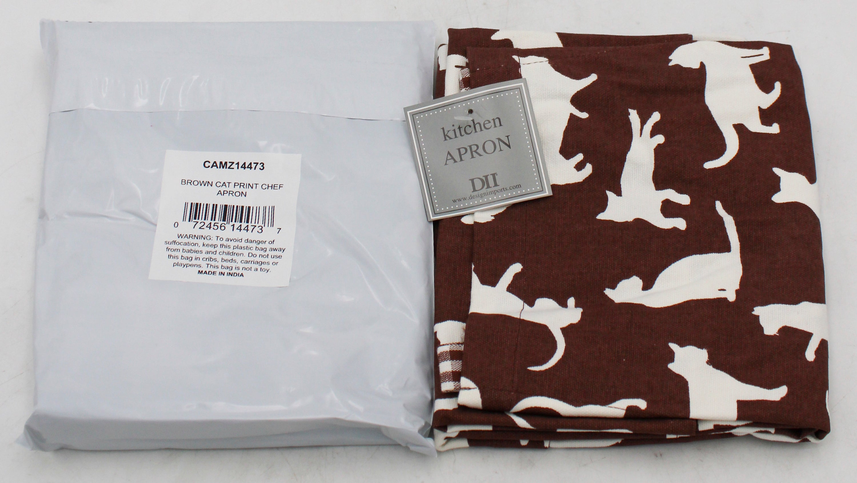 APRON -BROWN CAT PRINT CHEF