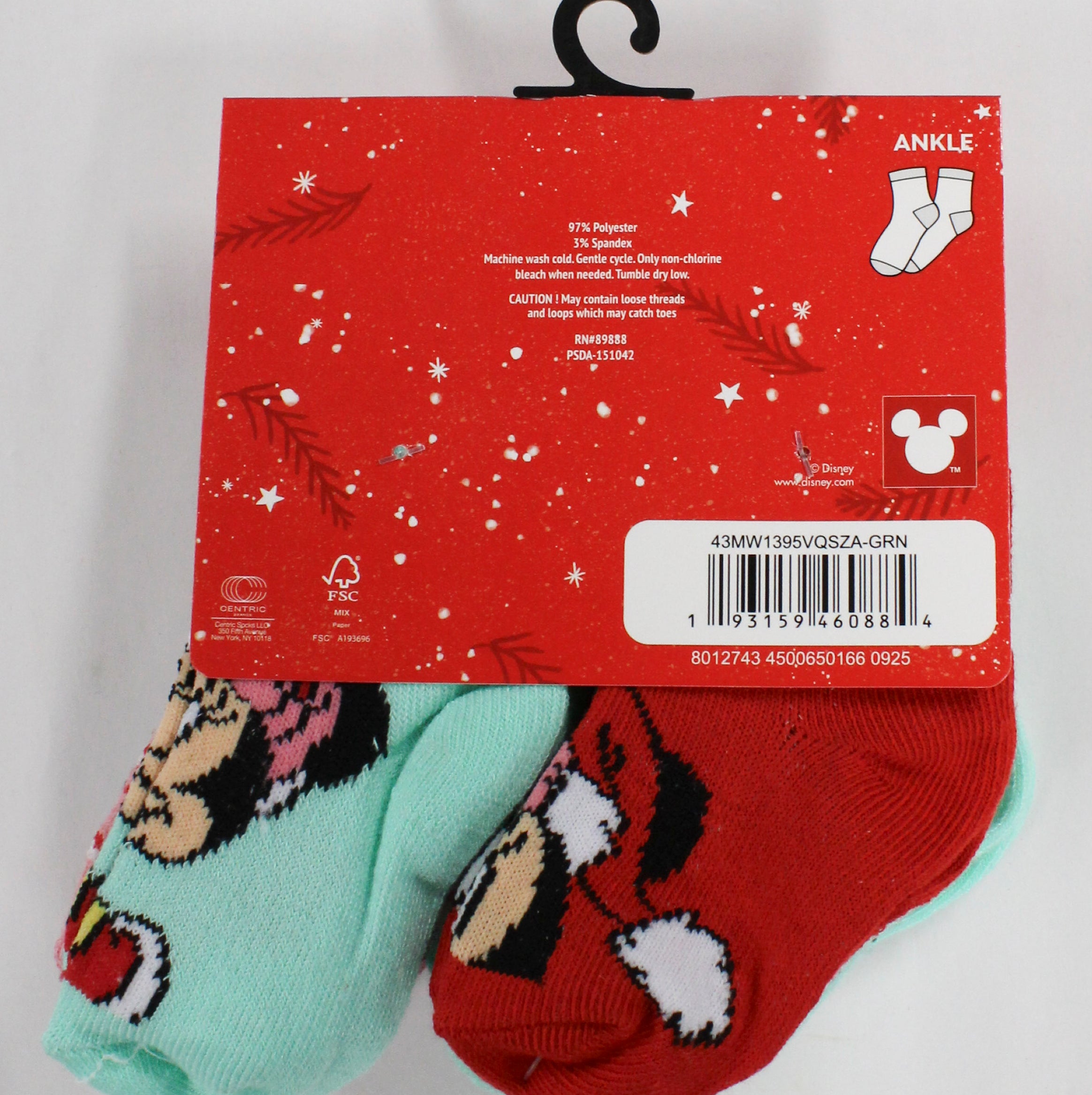 10pk 6-12m MINNIE MOUSE SWEET XMAS QRT SOCKS