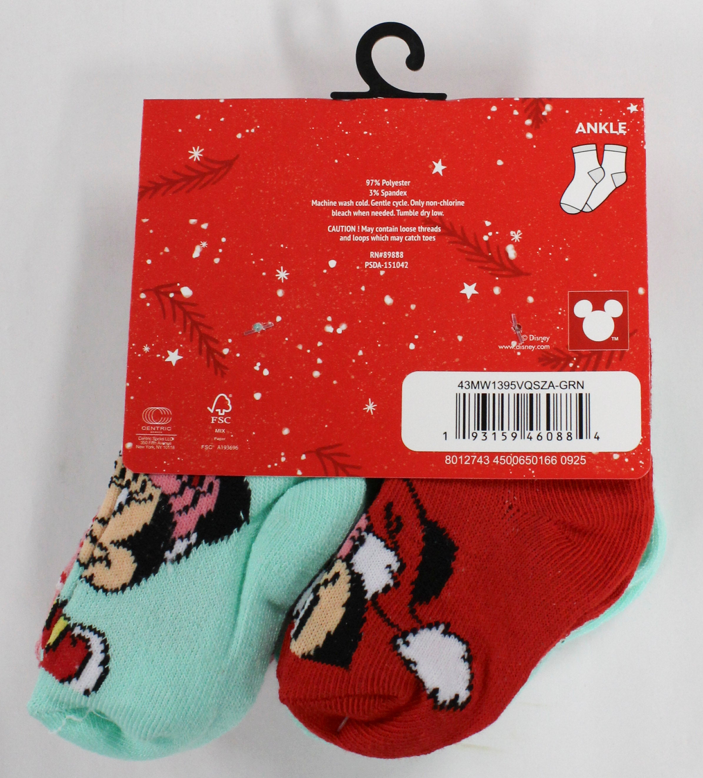 10pk 6-12m MINNIE MOUSE SWEET XMAS QRT SOCKS