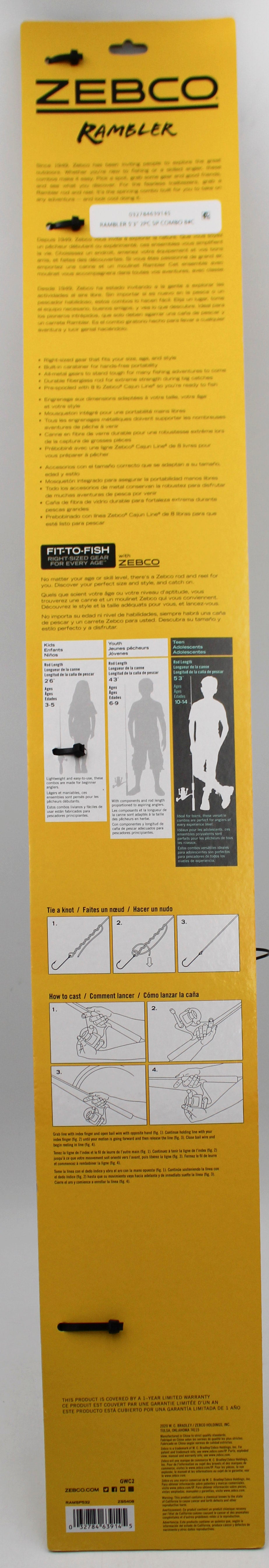 ZEBCO RAMBLER 5'3'' 2PC SPINNING COMBO NI