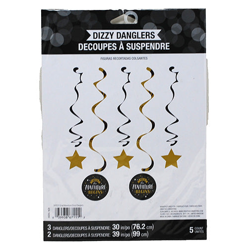 DIZZY DANGLERS PARTY DECORATION 30"/39" 5CT-GRAD "ADVENTURE BEGINS"