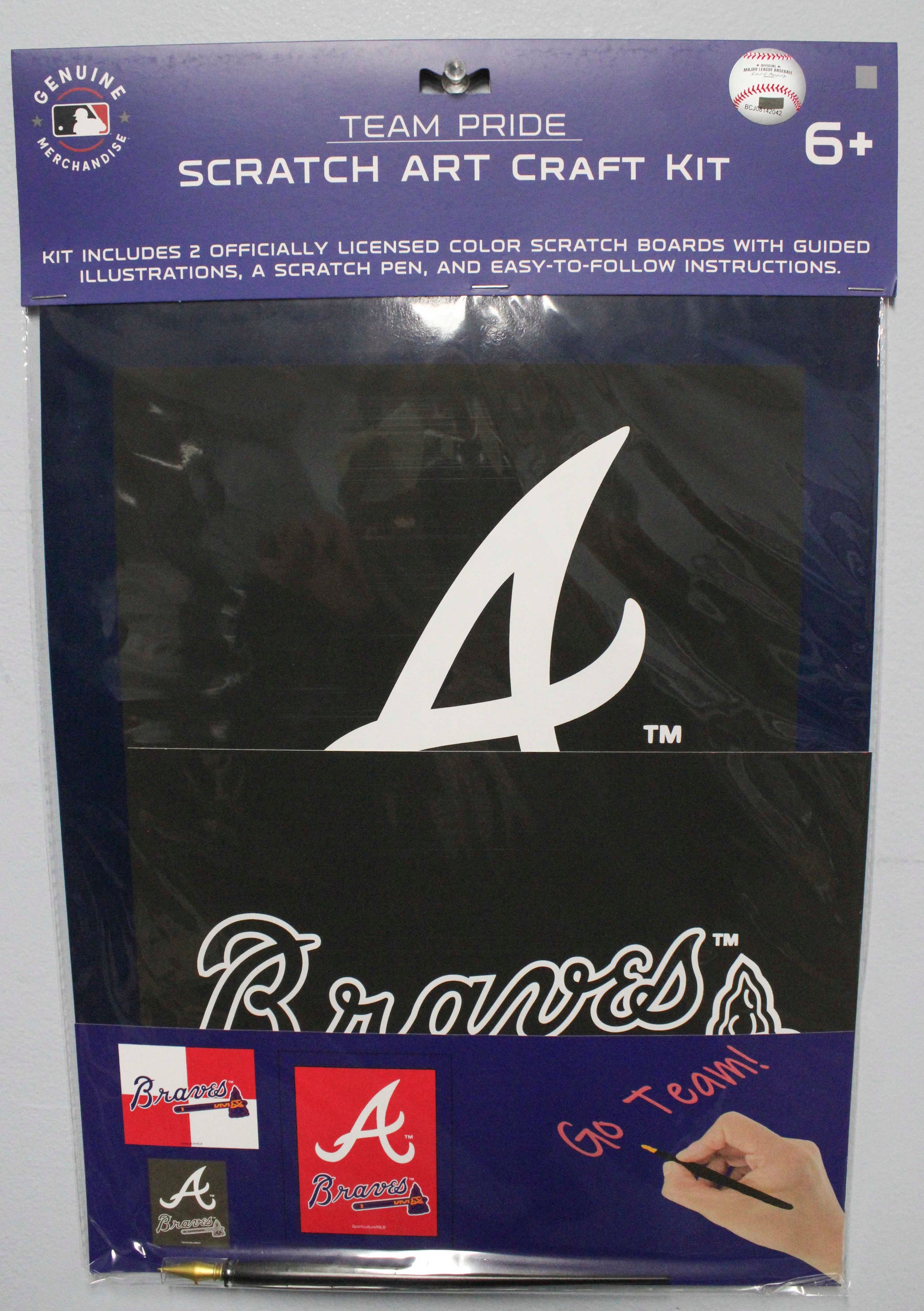 OFFICIALLY LICENSED ATLANTA BRAVES SCRATCH ART CRAFT KIT