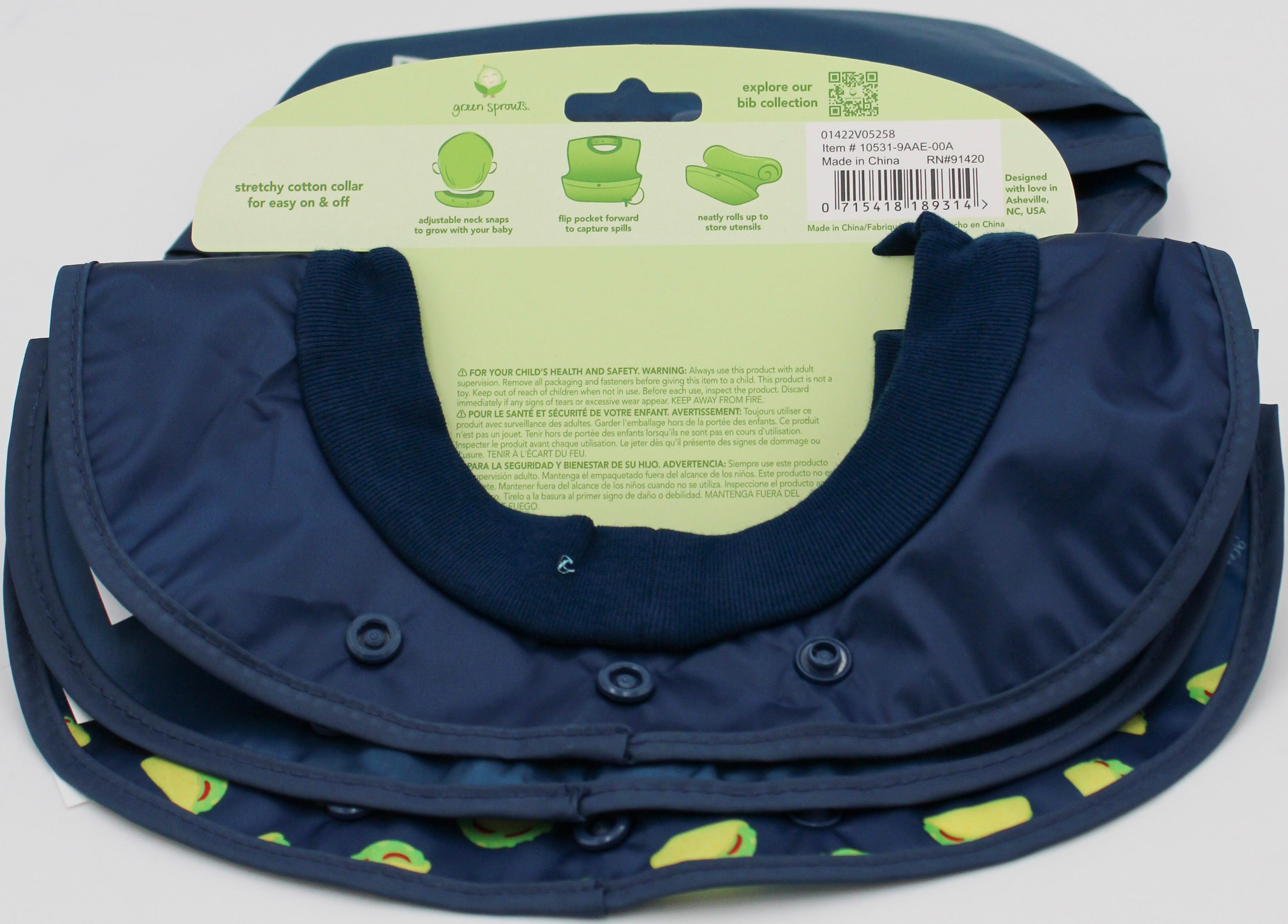 O2COOL 3PK SNAP & GO EASY-WEAR PULL-OVER BIB -ASSORTED 6-18 MO