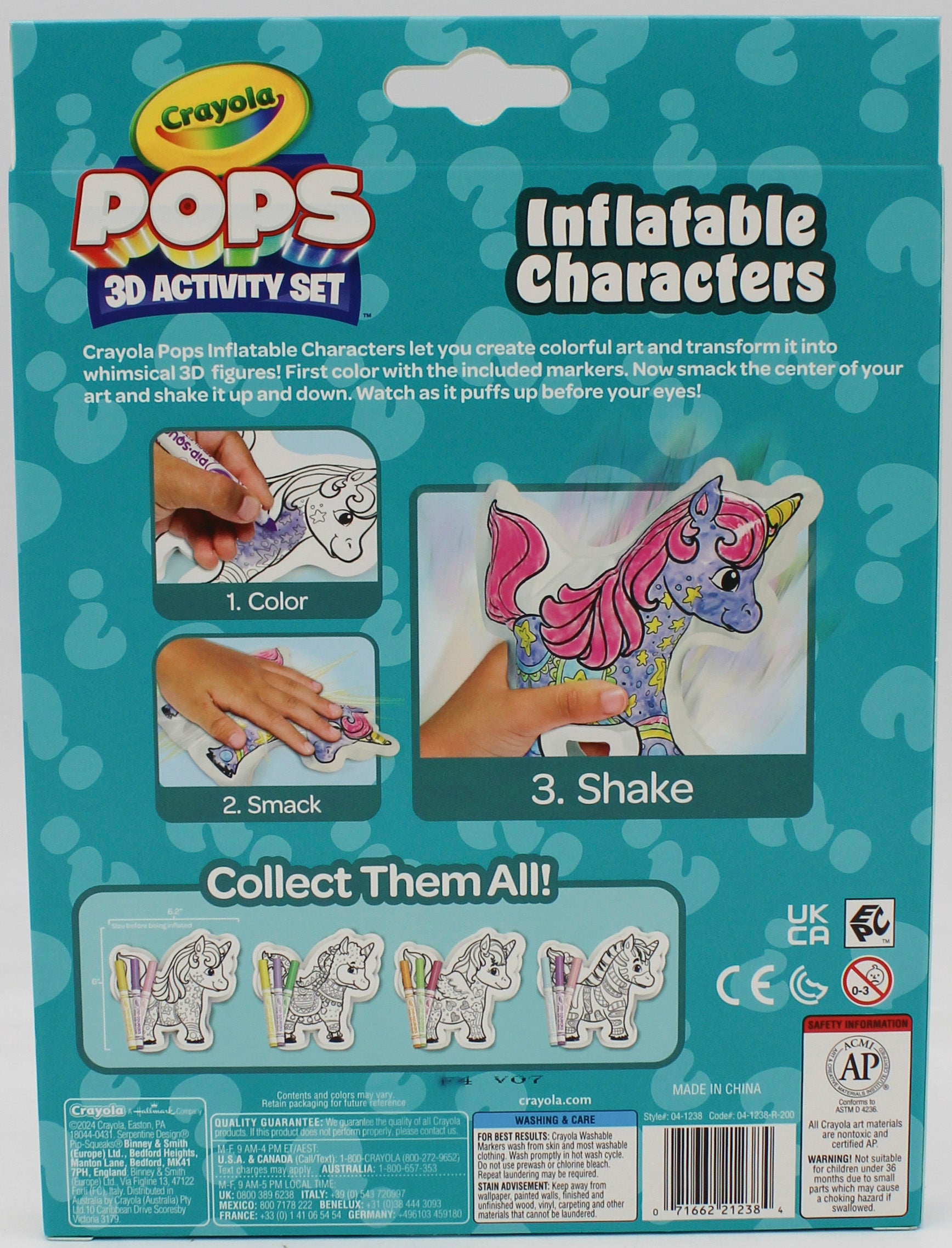 CRAYOLA POPS 3D INFLATABLE CHARACTER, MINI BOX ACTIVITY SET NI