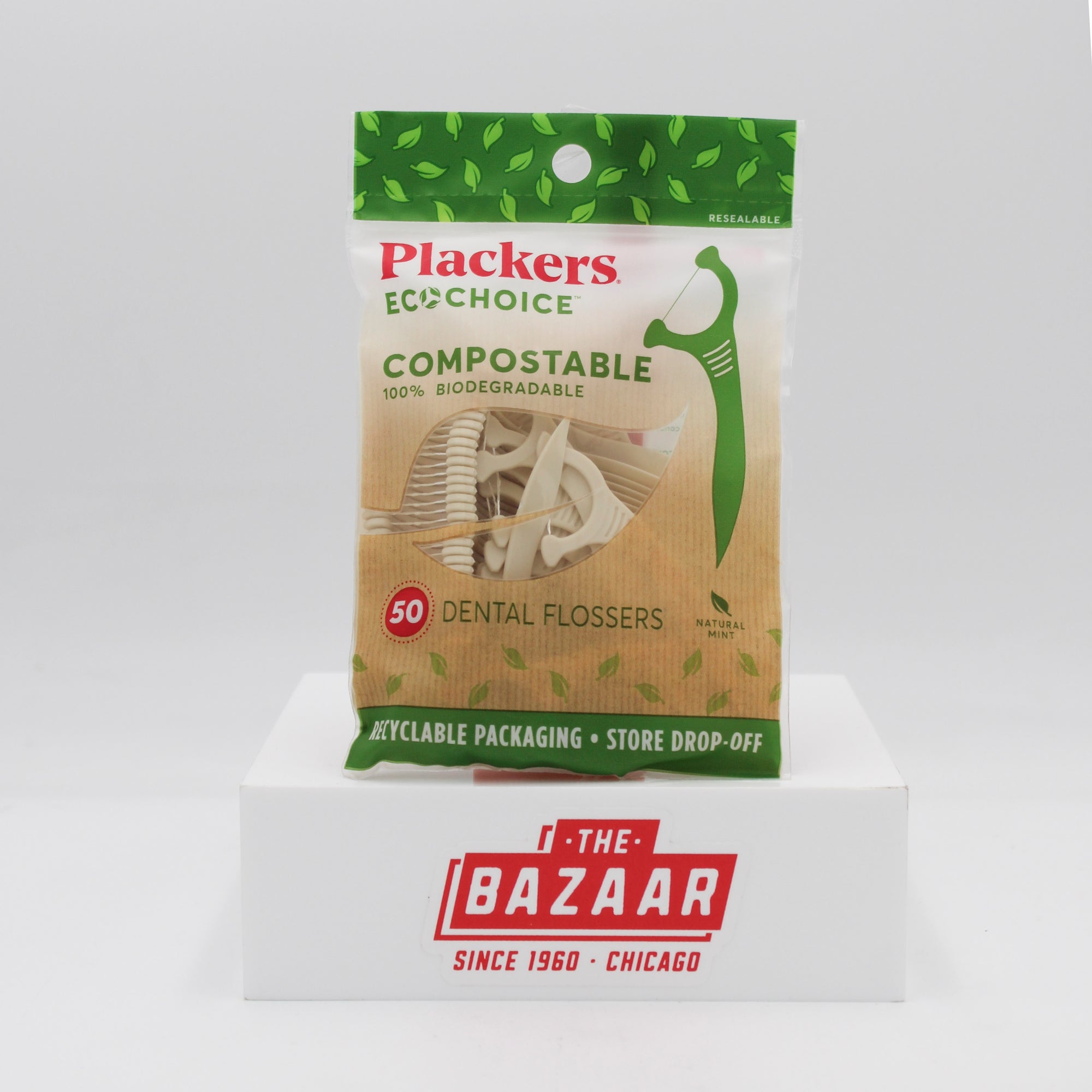 PLACKERS COMPOSTABLE MINT FLOSSERS  50ct NI