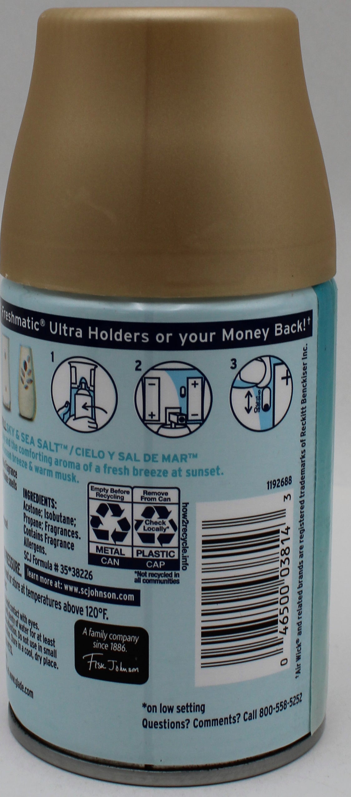 GLADE AUTOMATIC SPRAY REFILL SKY & SEA SALT 6.2oz US.