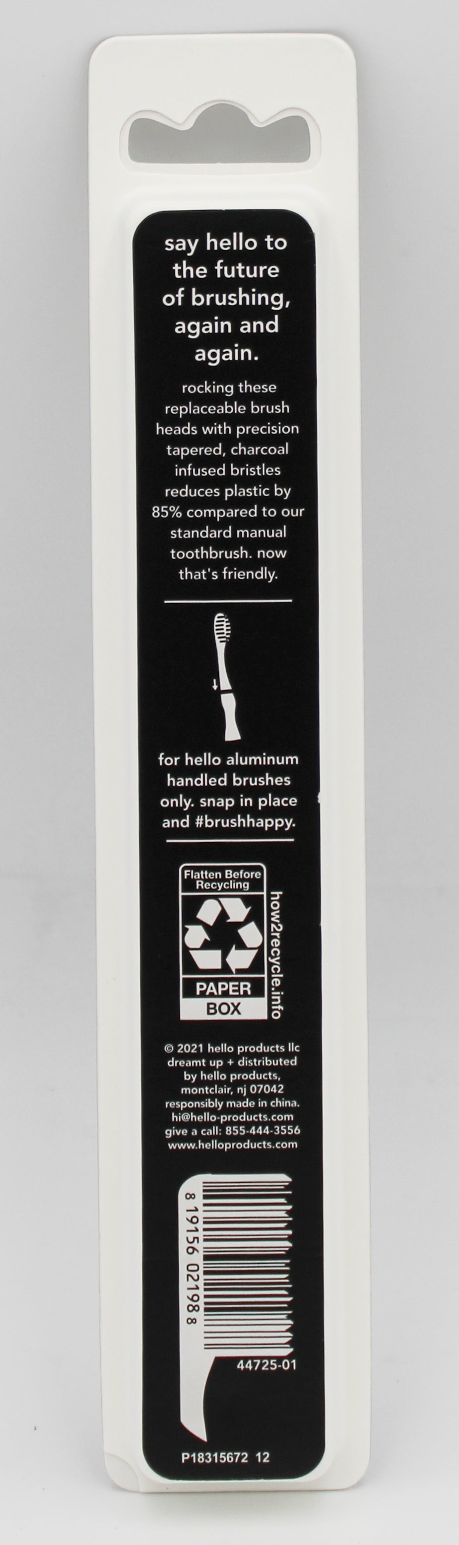 HELLO TOOTHBRUSH REFILLS BLACK CHARCOAL 2ct NI