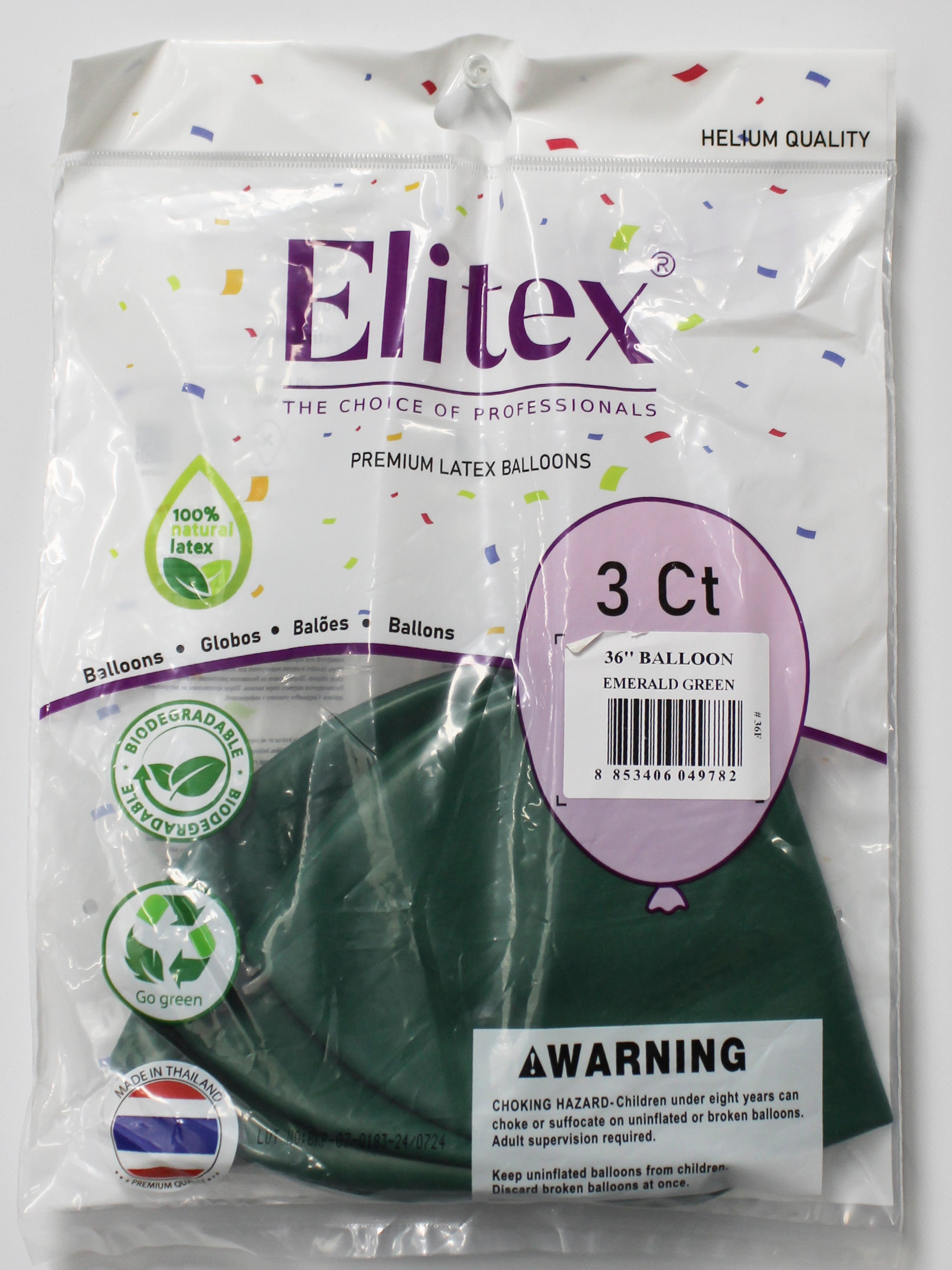 ELITEX 36" EMERALD GREEN ROUND BALLOON, 3 PACK