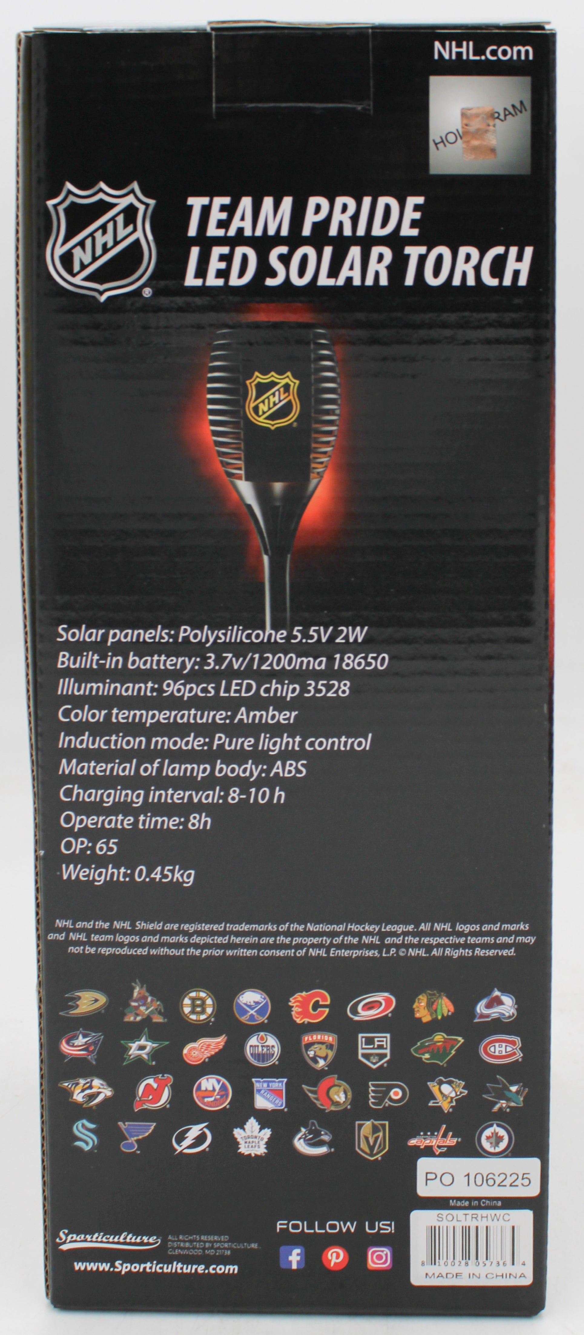 NHL WASHINGTON CAPITALS LED SOLAR TORCH 36"