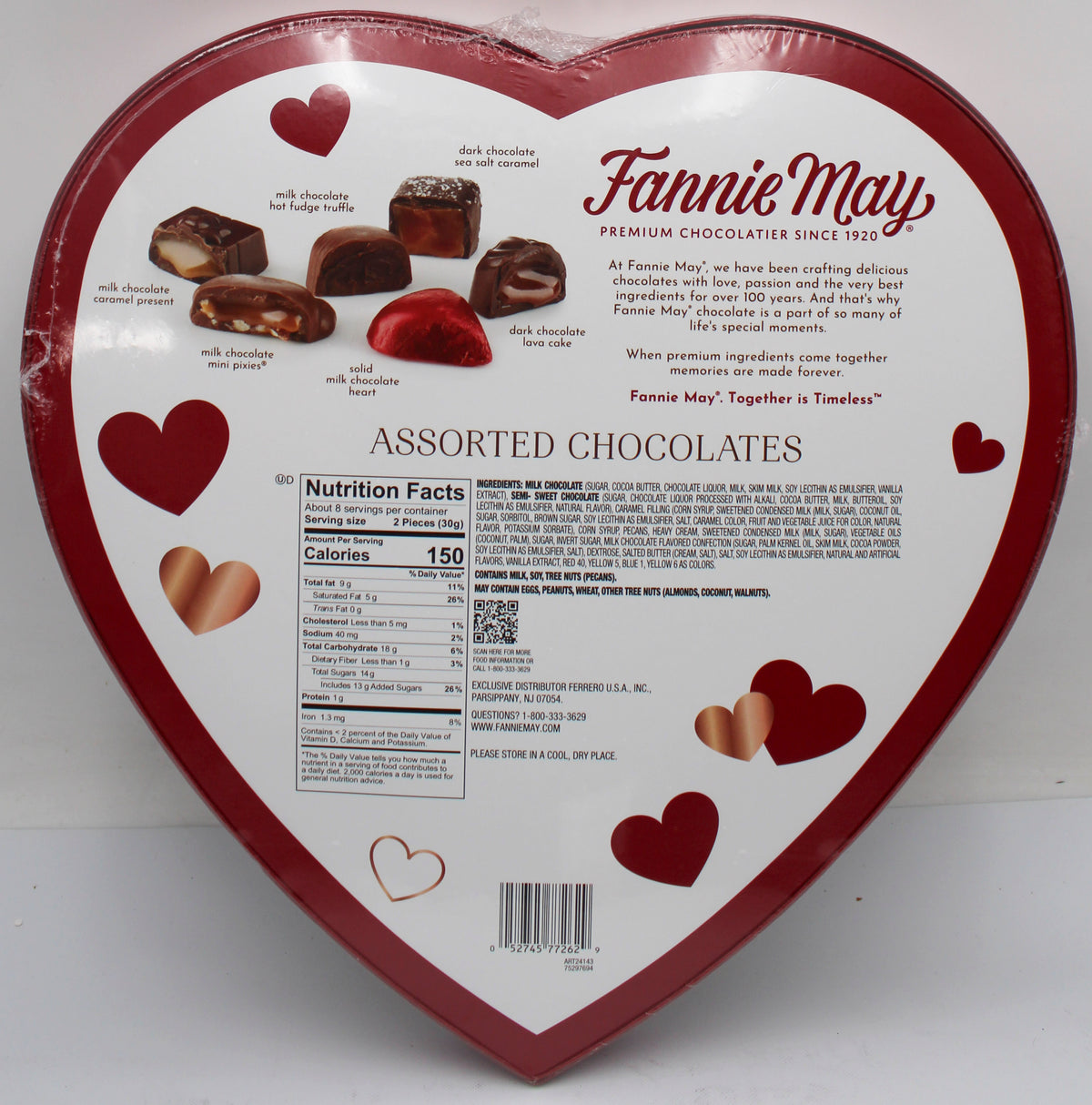 FANNIE MAY PREMIUM ASSORTED CHOCOLATE HEART BOX 9.4oz BB 4/22/27