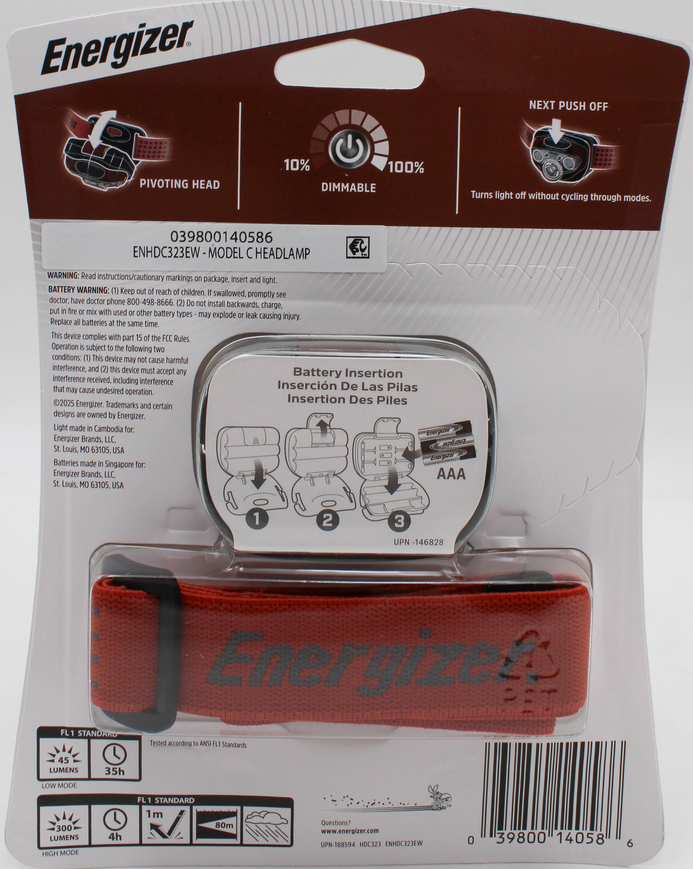ENERGIZER 300 LUMEN LED HEAD LAMP