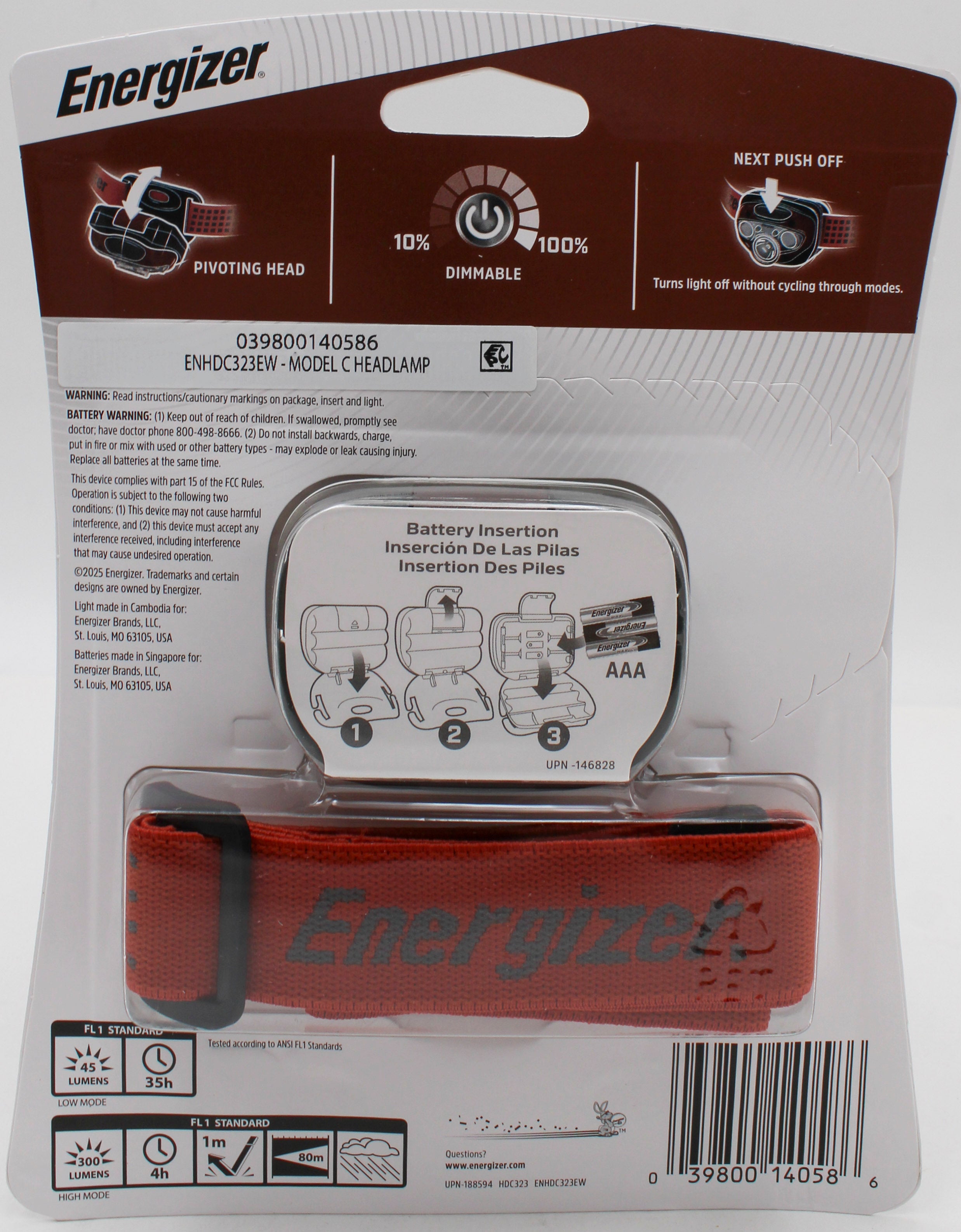 ENERGIZER 300 LUMEN LED HEAD LAMP