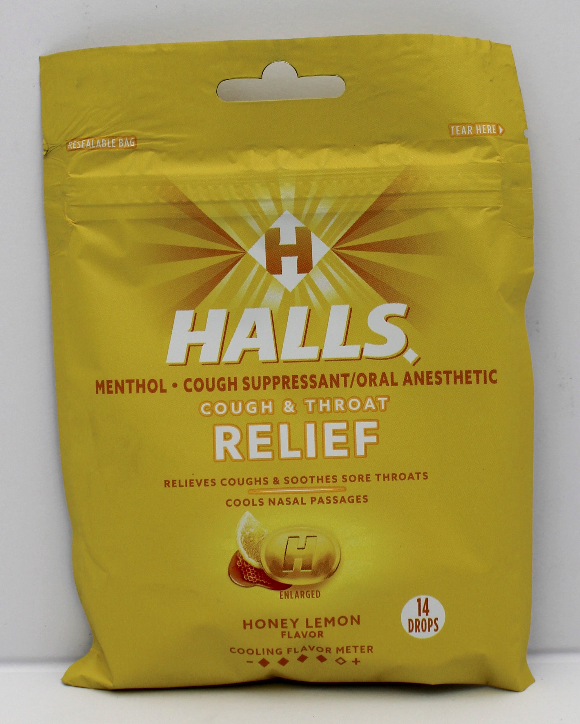HALLS HONEY-LEMON 14 PC BAG   EXP 6/8/26
