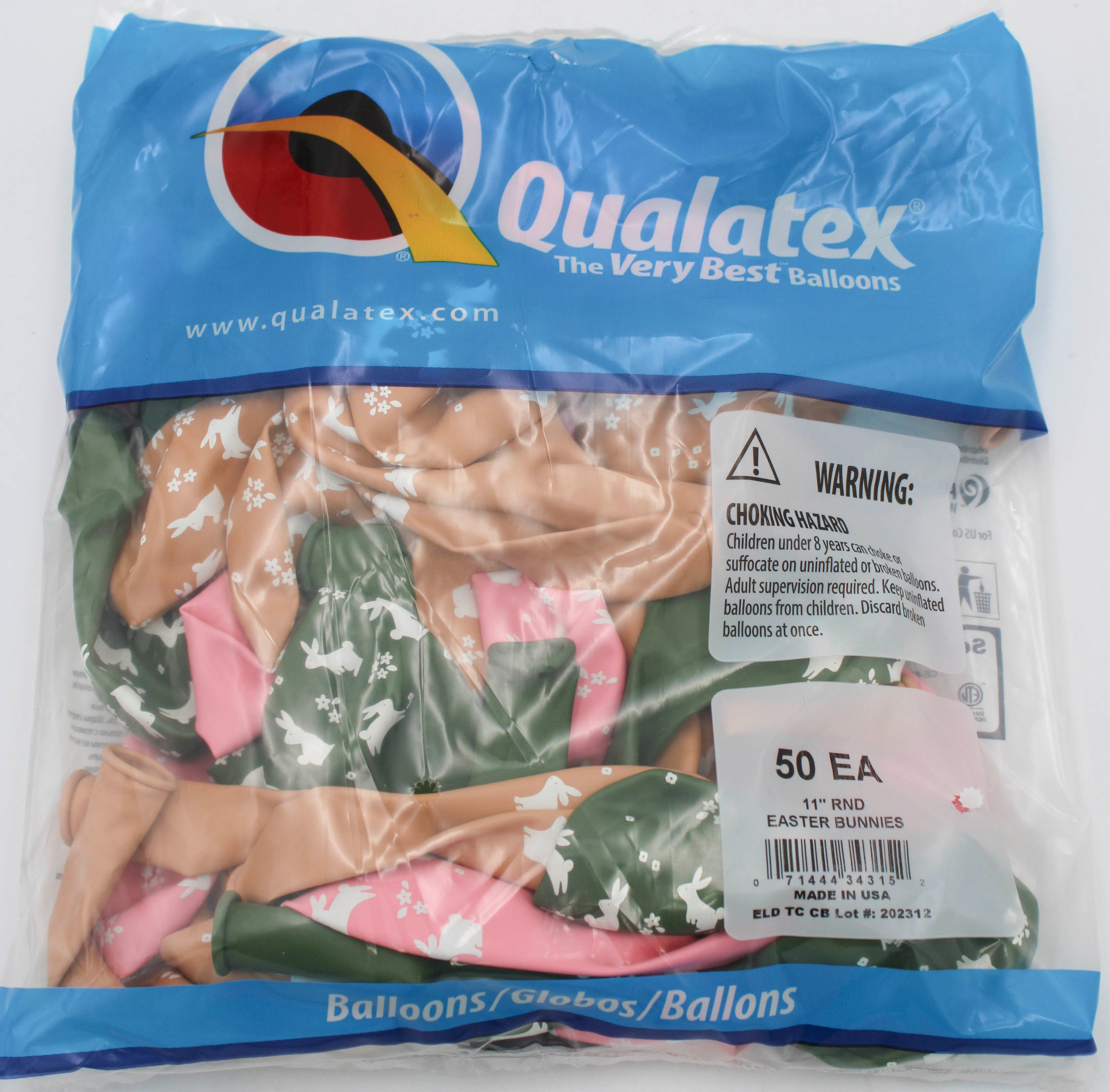 11" ROUND QX LATEX BALLOON AST 50CT EASTER BUNNIES
