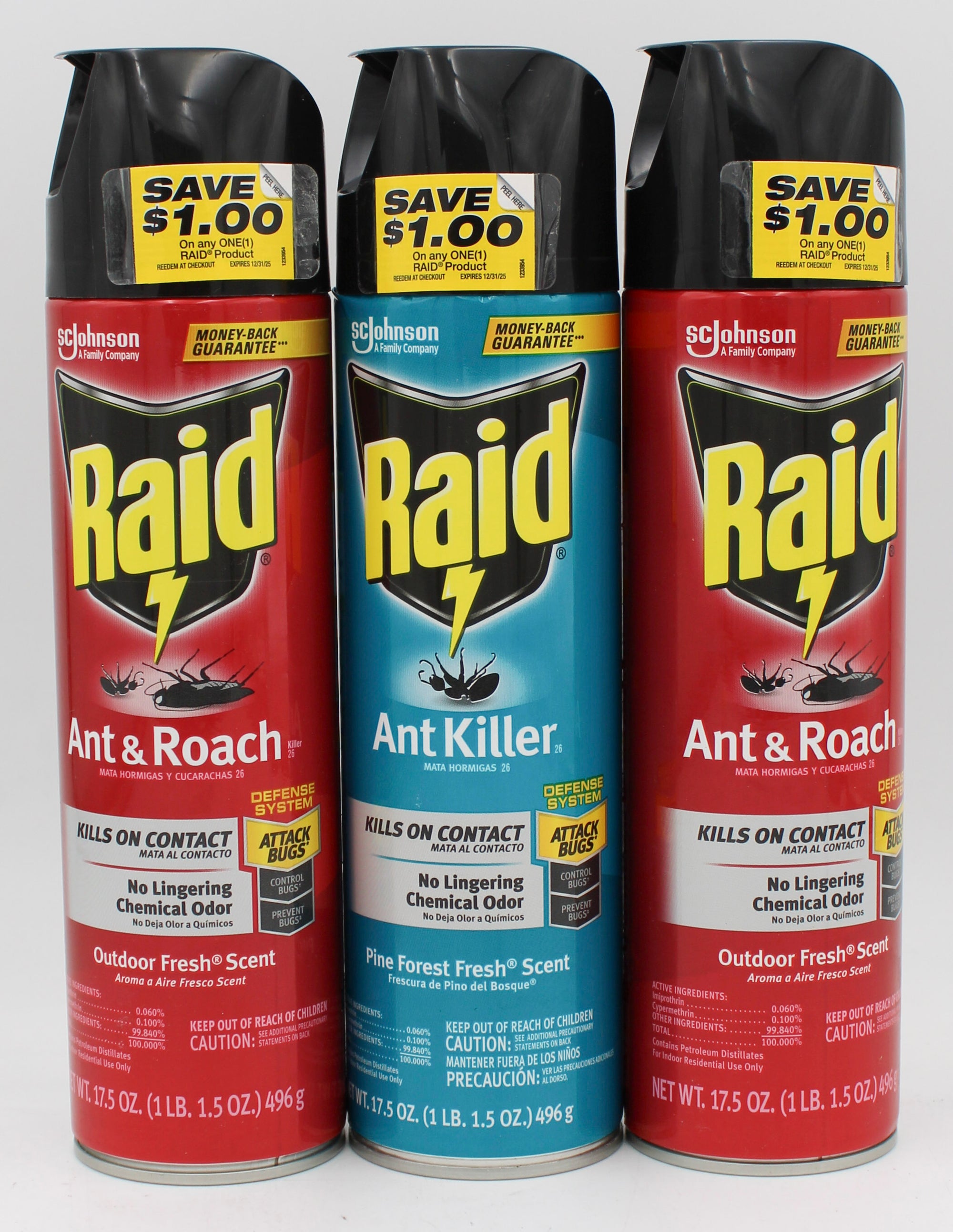 RAID ANT & ROACH 17.5oz AEROSOL MIXED PDQ.