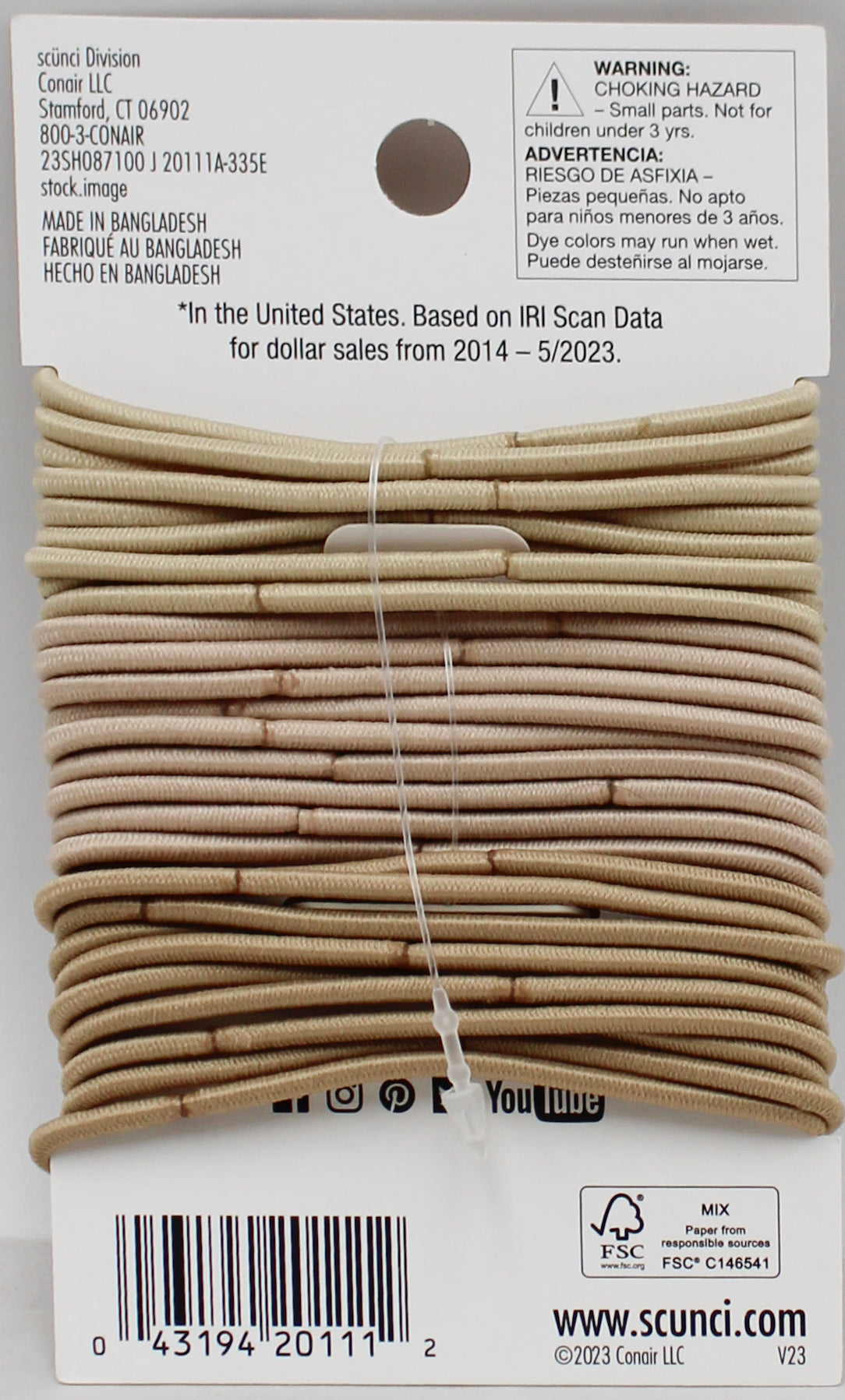 Conair Scunci Hair Elastics Blonde 28ct Wholesale Pack