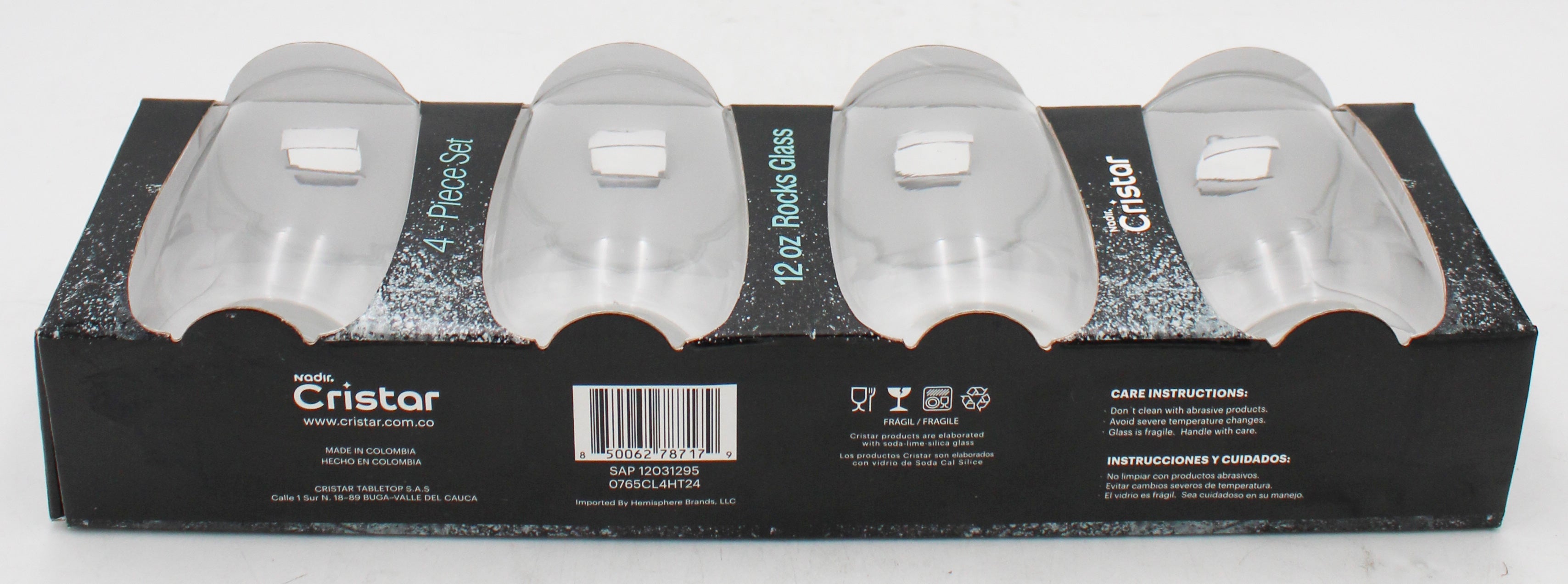 AGUA ROCKS GLASS GLOSSY SLEEVE SET 4ct 12oz