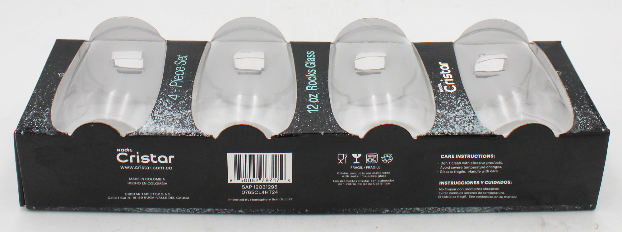 AGUA ROCKS GLASS GLOSSY SLEEVE SET 4ct 12oz