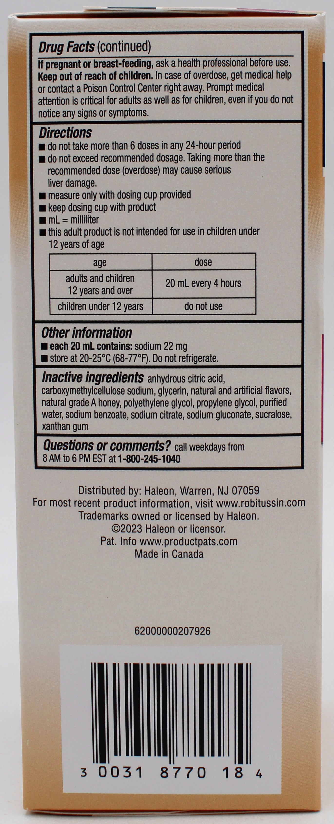 Robitussin Honey Severe Cold & Flu Nighttime Relief Syrup 8oz