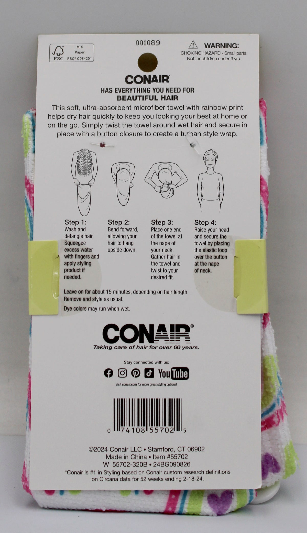 CONAIR KIDS HAIR TOWEL NI