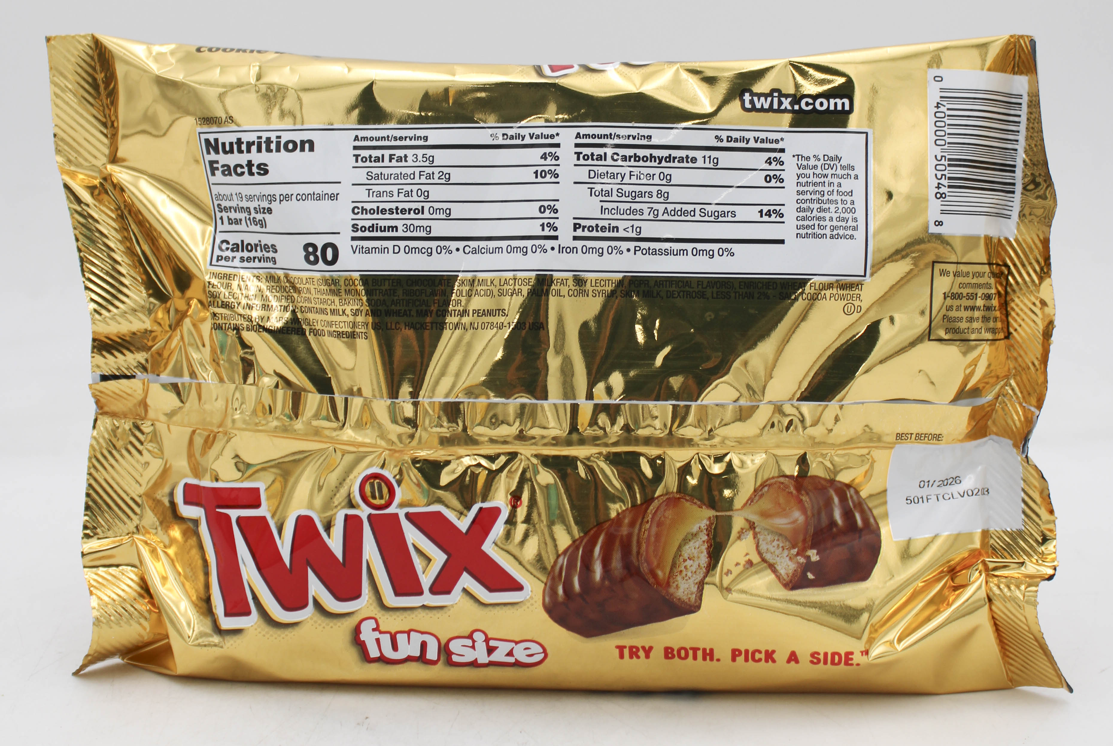 TWIX FUN SIZE CARAMEL COOKIE CHOCOLATE BARS  10.83 Oz BULK CANDY BAG BB 1/31/26