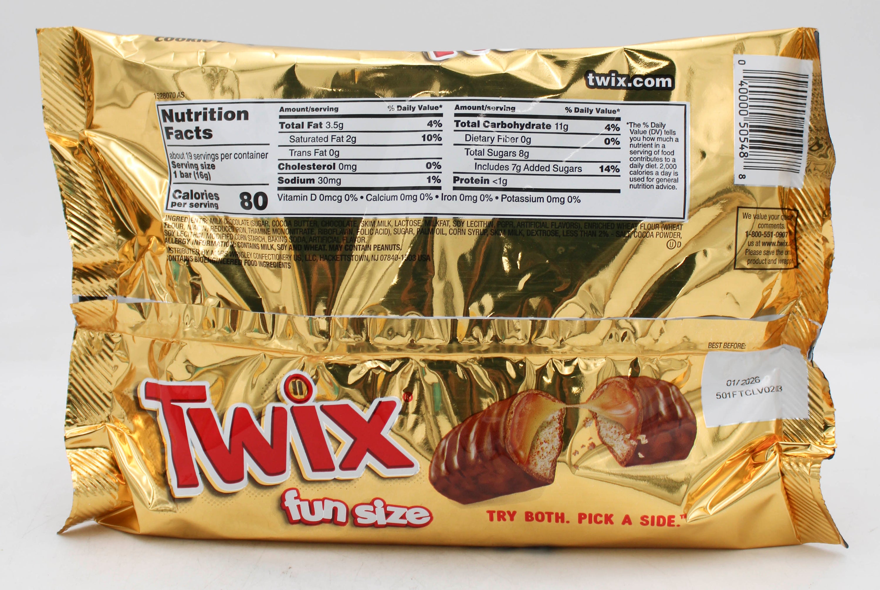 TWIX FUN SIZE CARAMEL COOKIE CHOCOLATE BARS  10.83 Oz BULK CANDY BAG BB 1/31/26