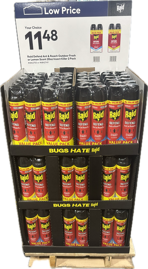 RAID DEFEND ANT & ROACH TWIN PACK 20oz QUARTER PALLET