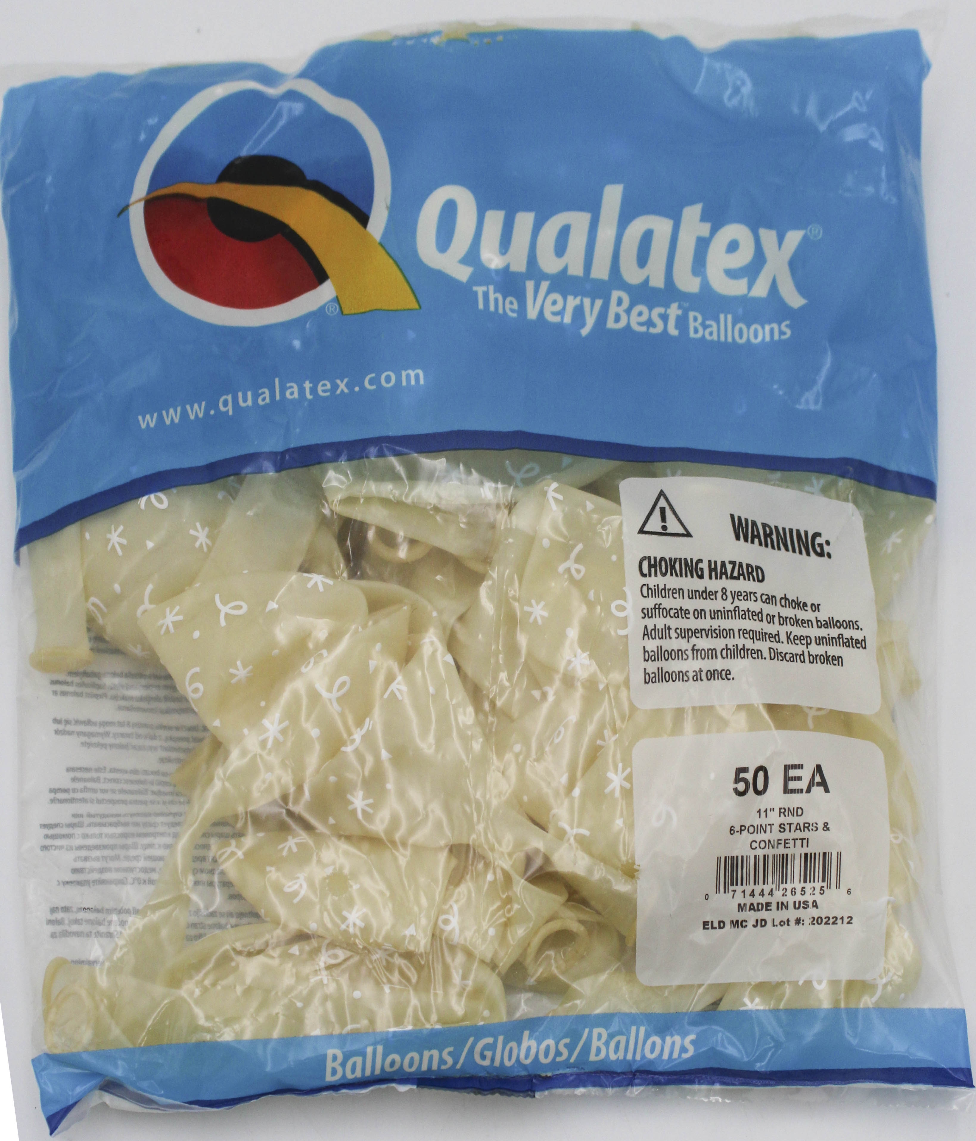 QX 11" Latex Balloons Clear 6-Point Stars & Confetti 50ct
