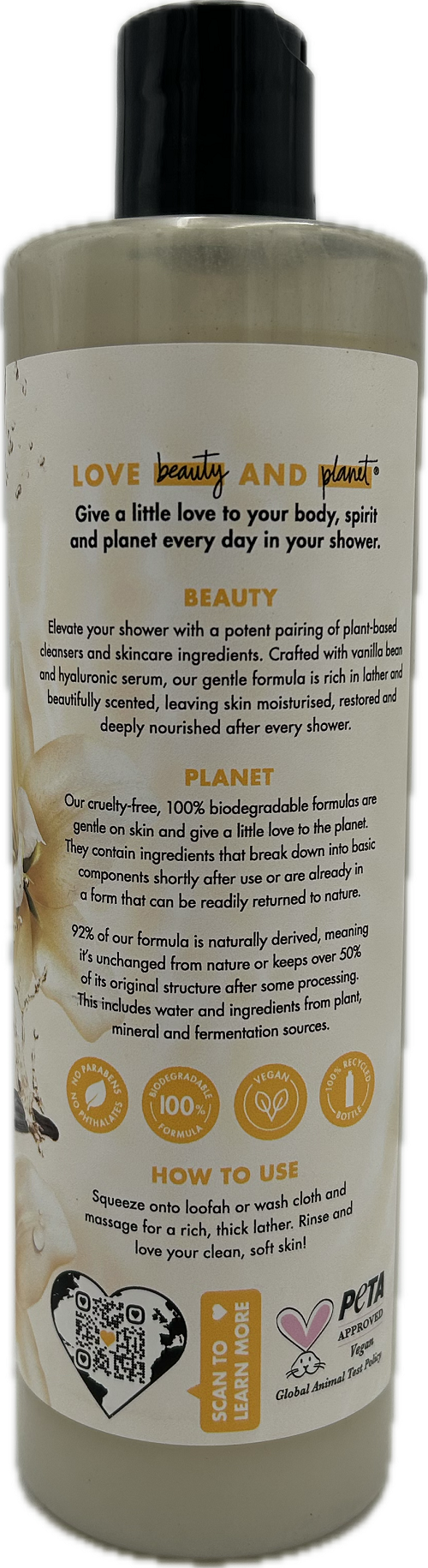 LOVE BEAUTY PLANET BODY WASH VANILLA BEAN 20oz