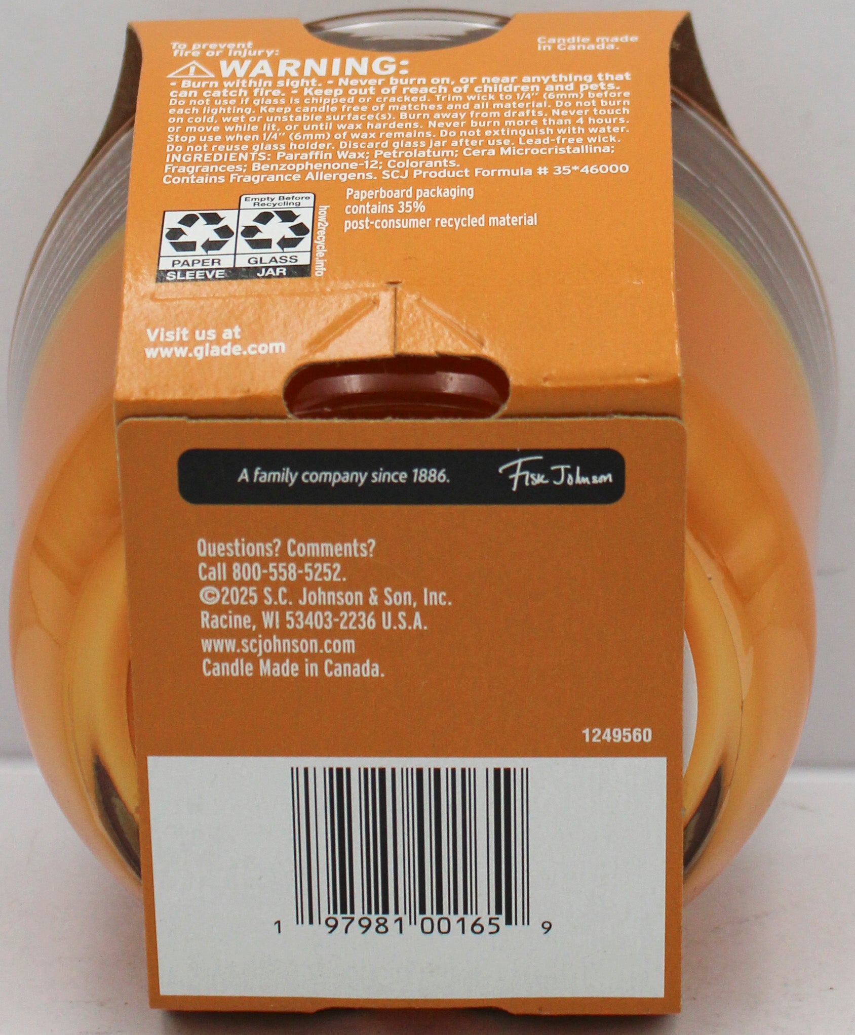 GLADE 3-WICK CANDLE ORANGE ZEST & CLOVE 6.8oz US