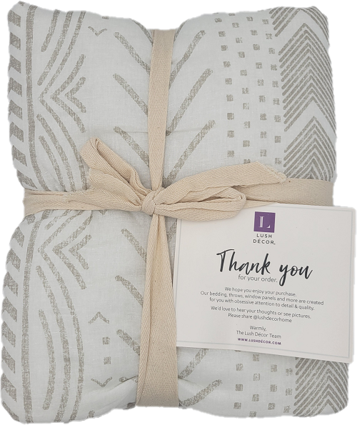 LUSH DECOR COTTON THROW 50"x60" HYGGE GEO TAUPE/WHITE PP$90.00 NO AMAZON