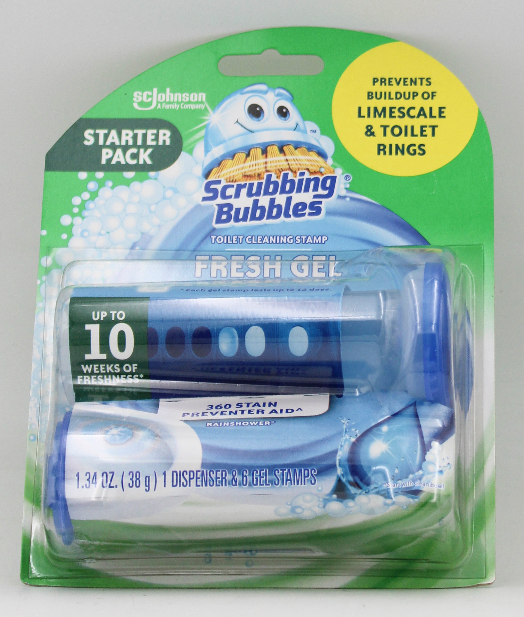 SP SCRUBBING BUBBLES STARTER PACK TOILET CLEANING DEPENSER W/6 FRESH GEL STAMPS