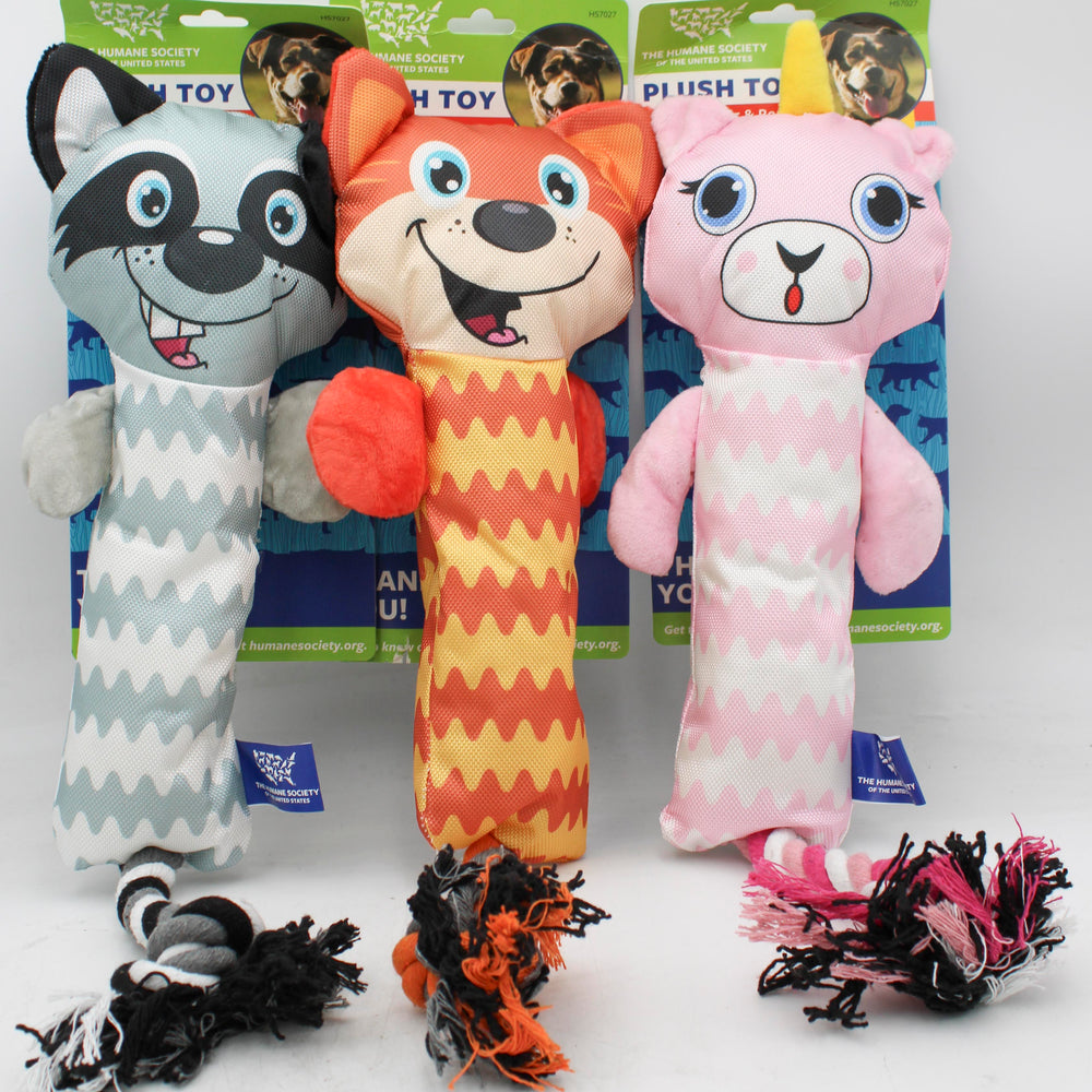 HUMANE SOCIETY PLUSH DOG TOY W/SQUEAKER & ROPE