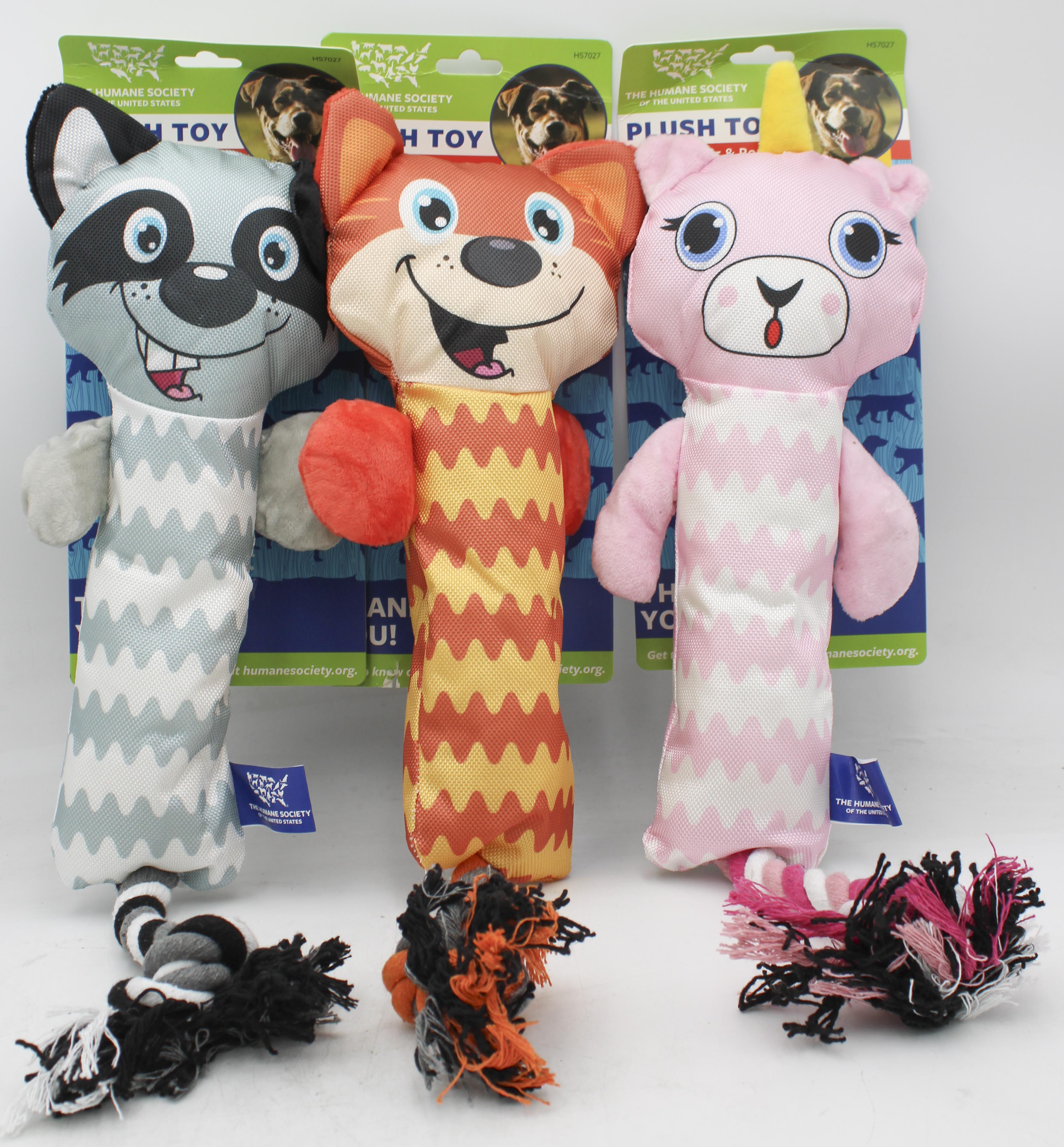 HUMANE SOCIETY PLUSH DOG TOY W/SQUEAKER & ROPE