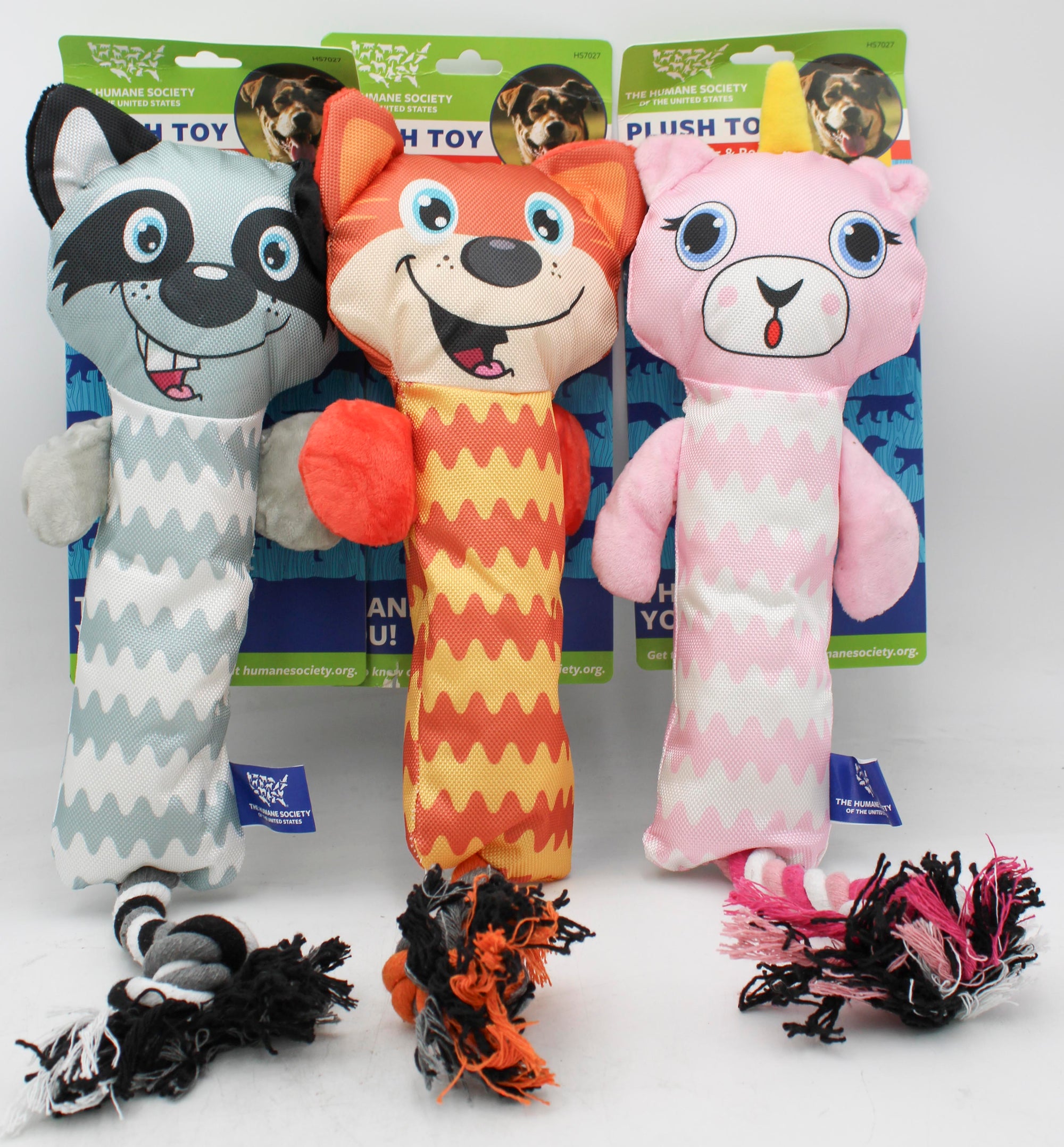 HUMANE SOCIETY PLUSH DOG TOY W/SQUEAKER & ROPE