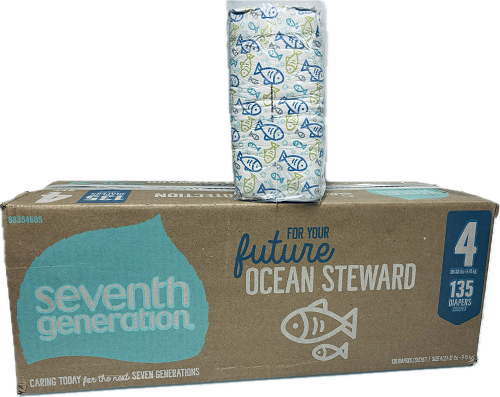 SEVENTH GENERATION OCEAN DIAPER XL STG 4 135CT IN BROWN BOX