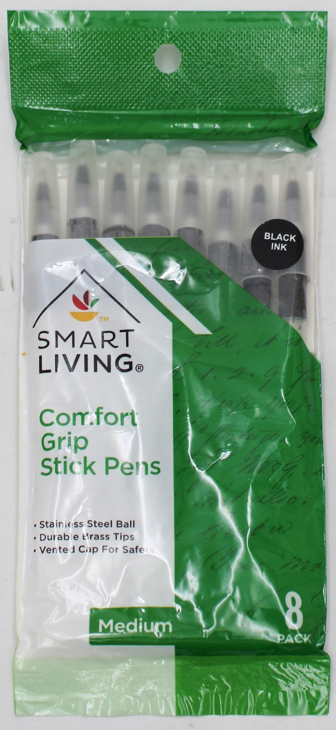 SMART LIVING COMFORT GRIP STICK PENS MED 8CT