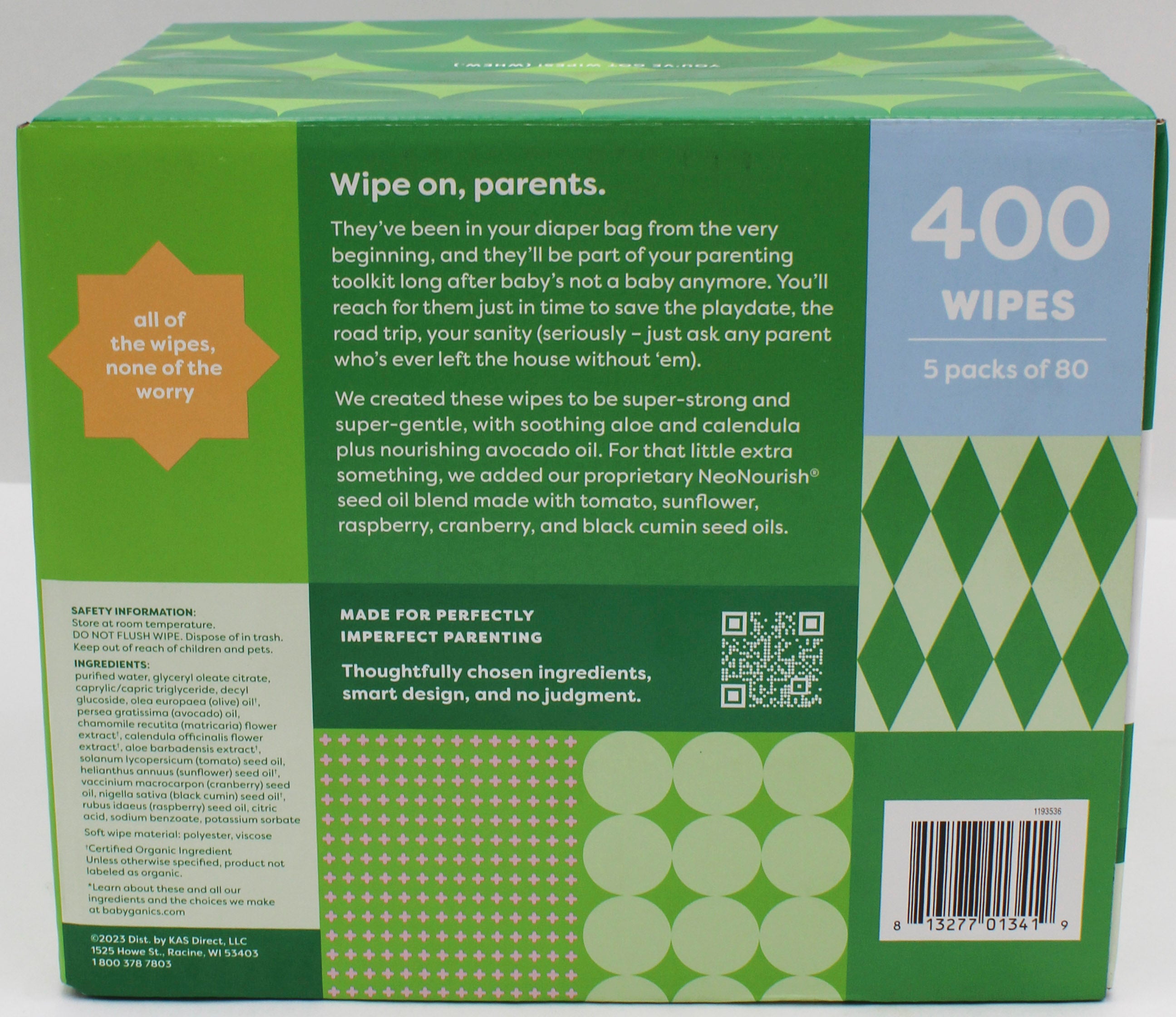 BABYGANICS BABY WIPES FRAGRANCE FREE 400ct US