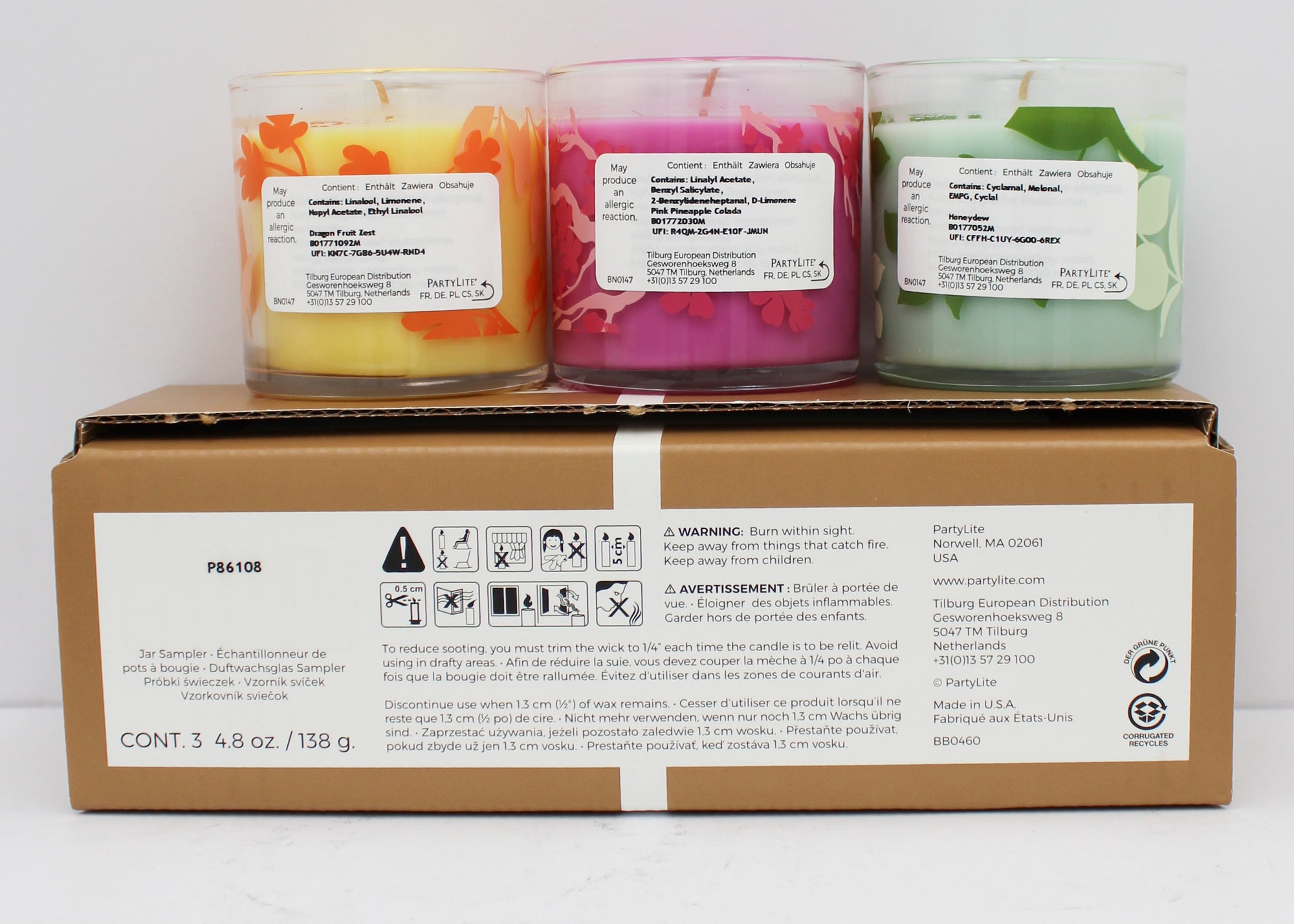 PARTYLITE TROPICAL FRUITS MINI JAR TRIO 3ct 3.5oz