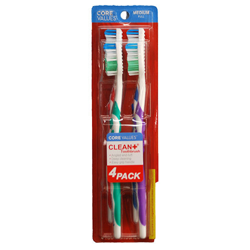 CORE VALUES TOOTHBRUSH 4PK MEDIUM FULL ASST COLORS
