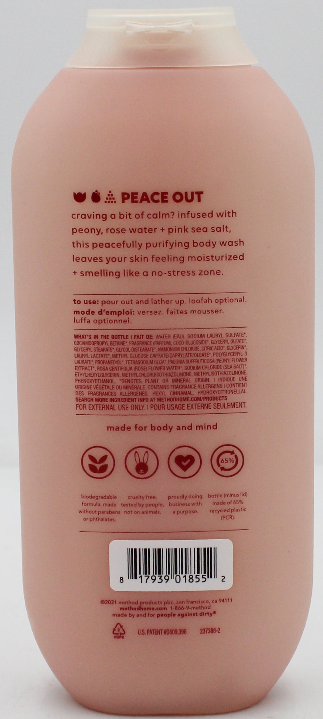 METHOD BODY WASH PURE PEACE 18oz NA.