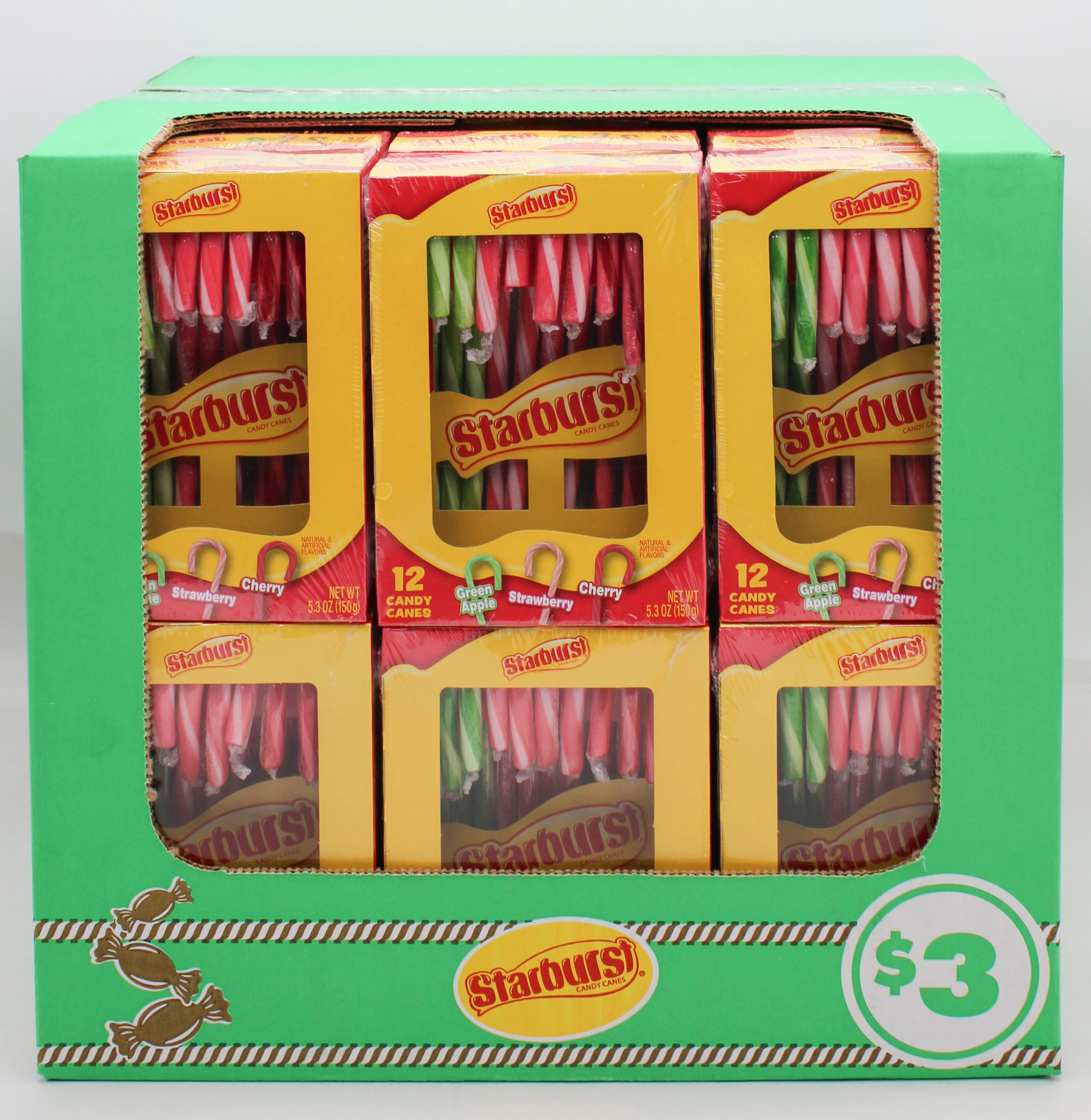 STARBURST Candy Canes 12ct 5.3oz Wholesale Box