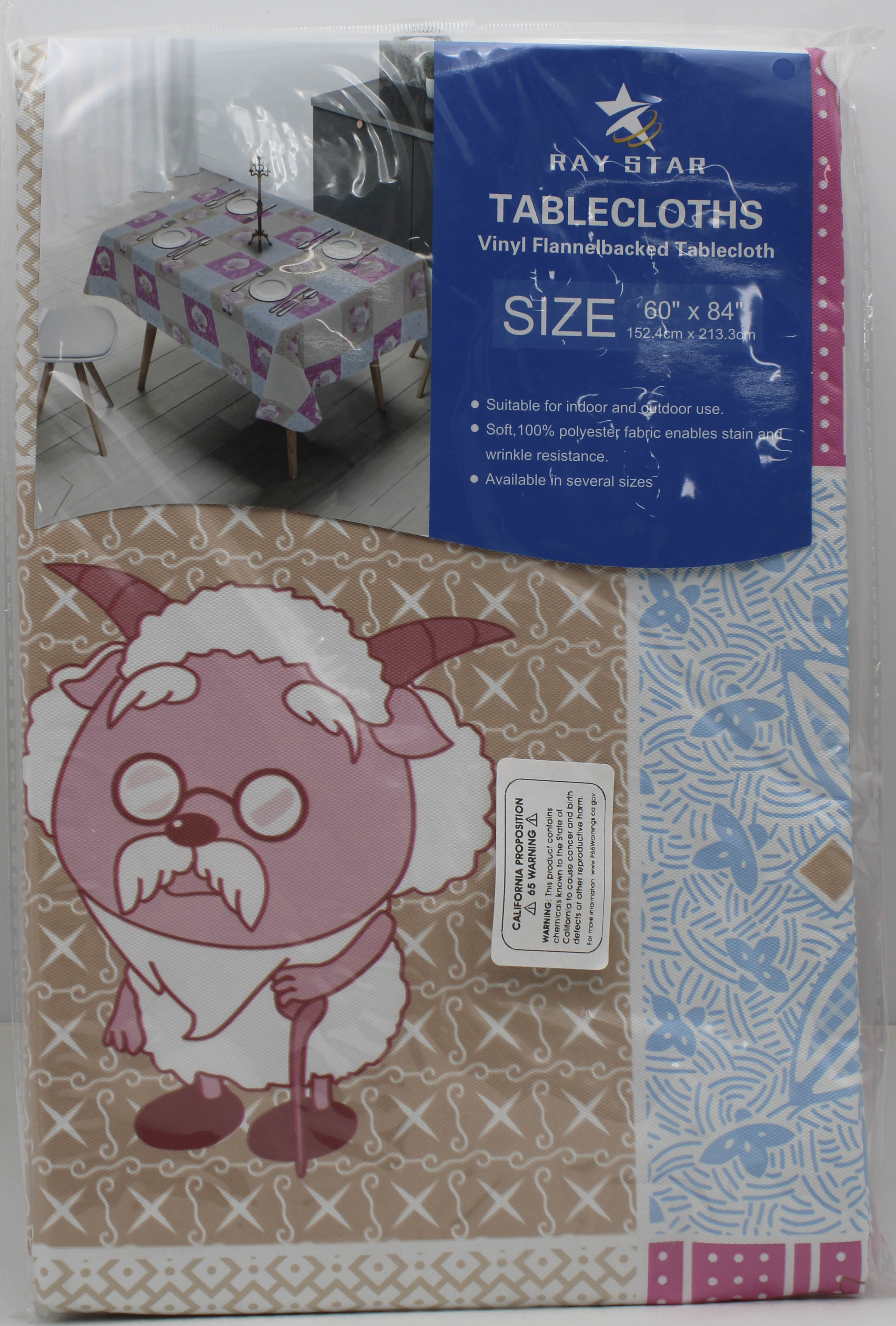 60x84" PRINTED VINYL TABLECLOTH
