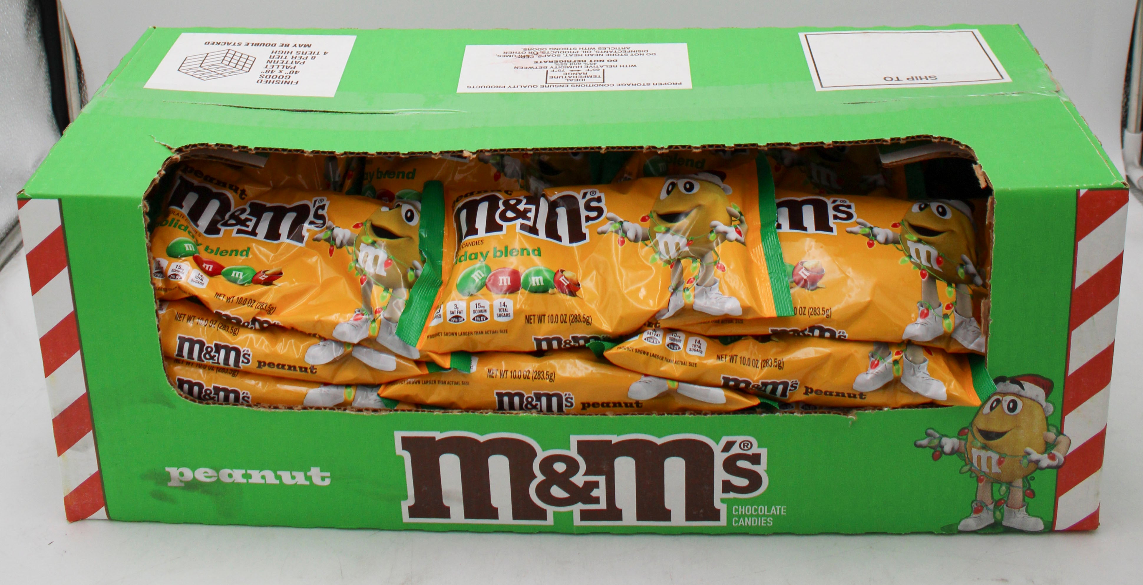 M&MS PEANUT MILK CHOCOLATE CHRISTMAS CANDY 10 Oz BB 7/26