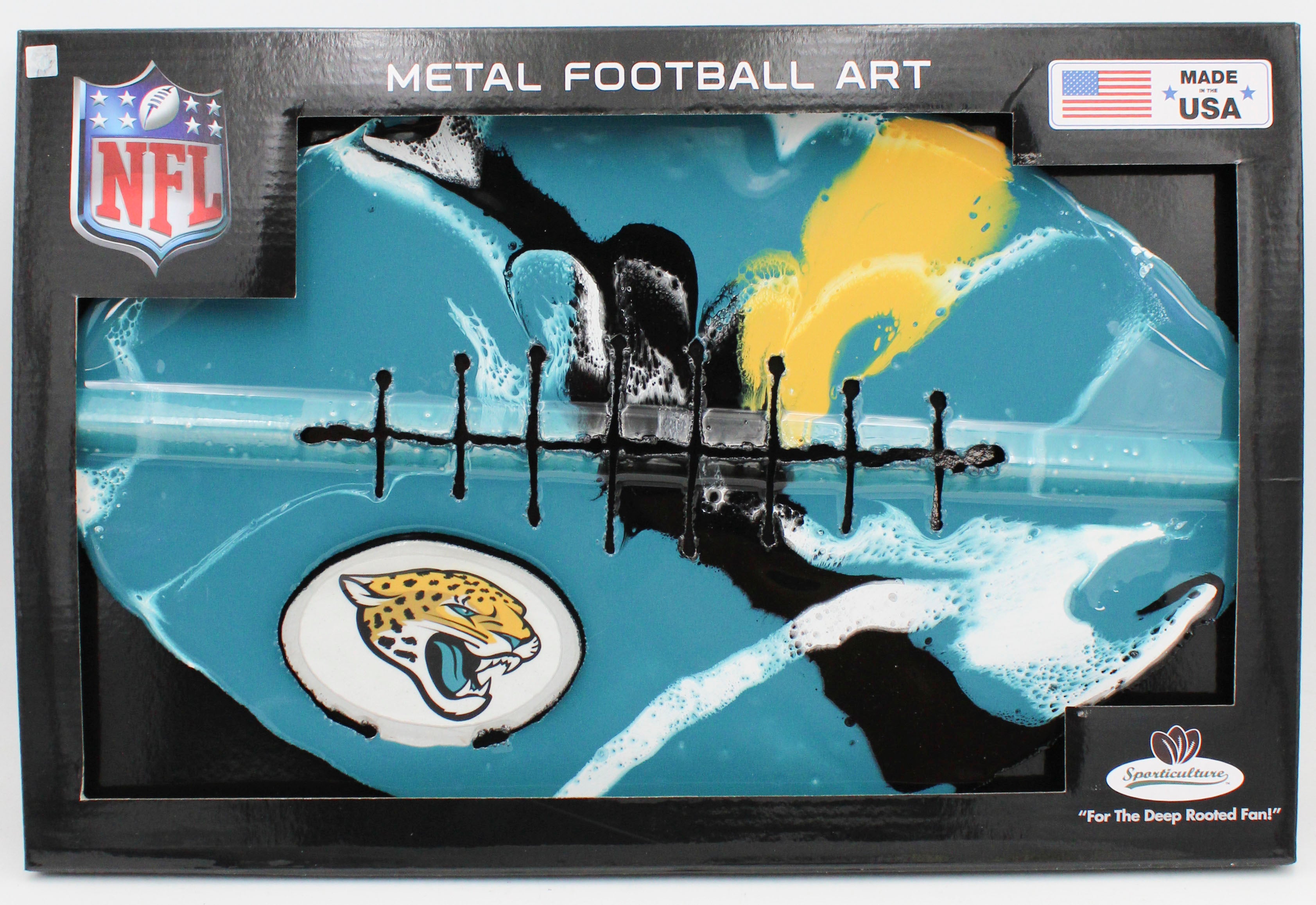 NFL JACKSONVILLE JAGUARS METAL FOOTBALL ART