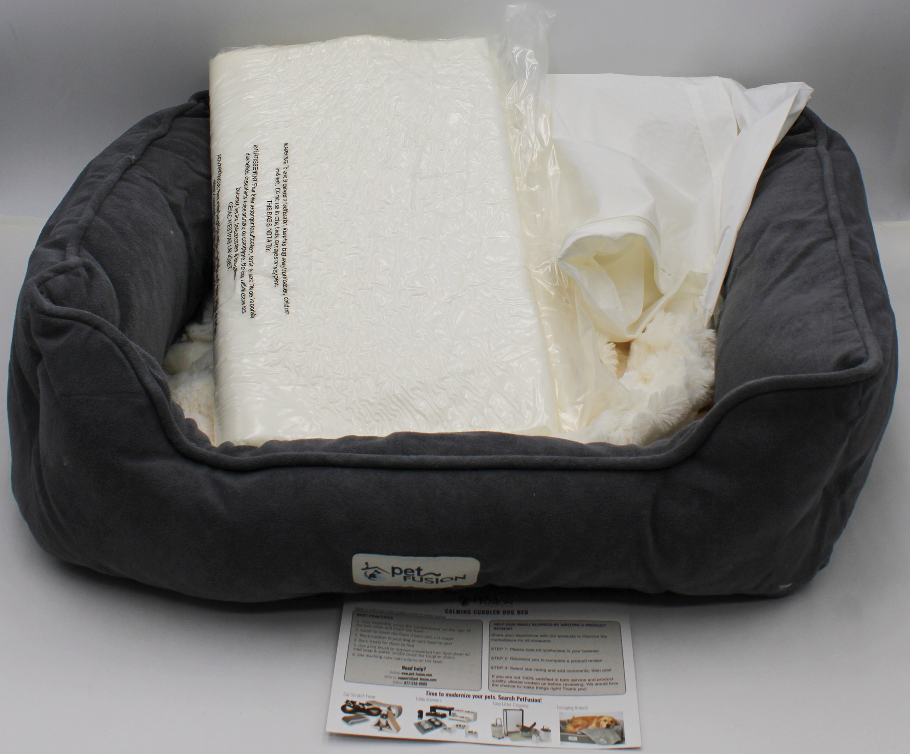 PETFUSION CALMING CUDDLER BED 25"x21"